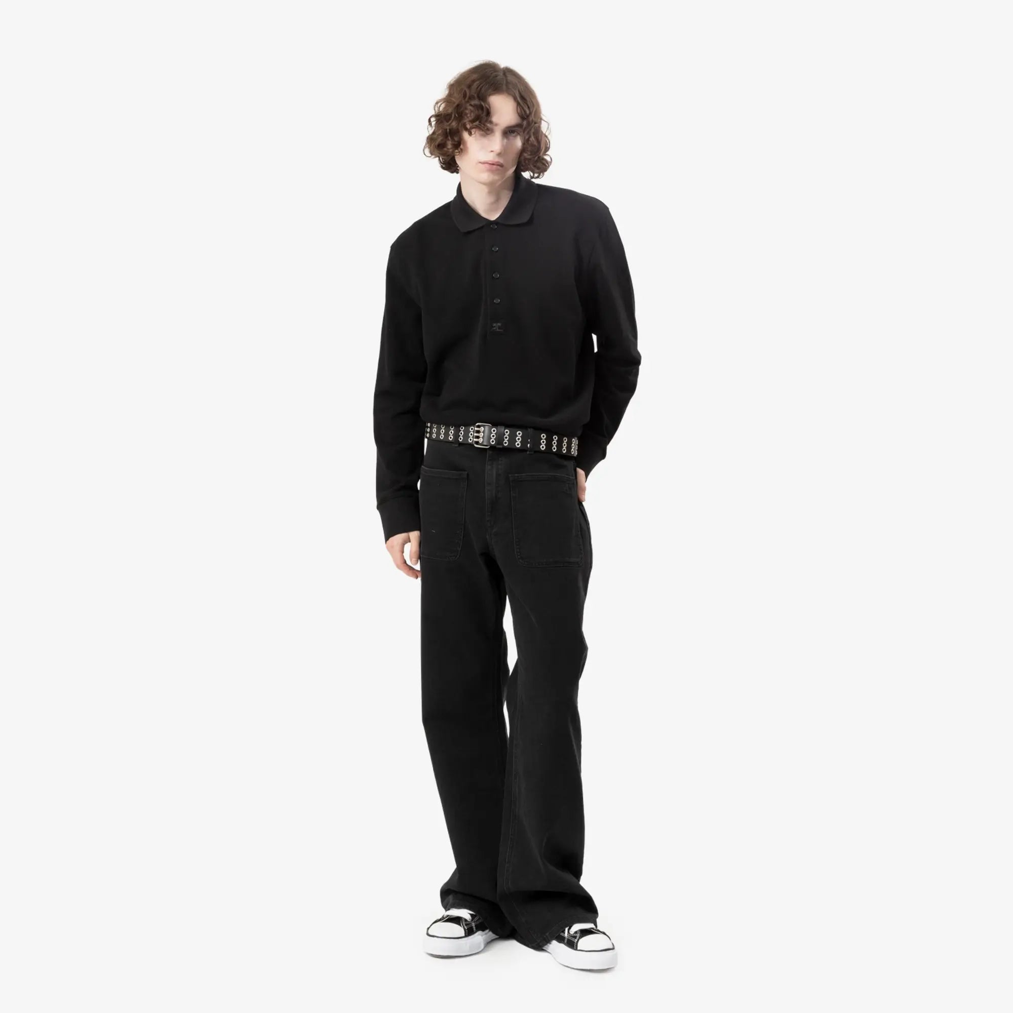 Ann Demeulemeester Ezra 4cm Metal Eyelet Belt Black - 4