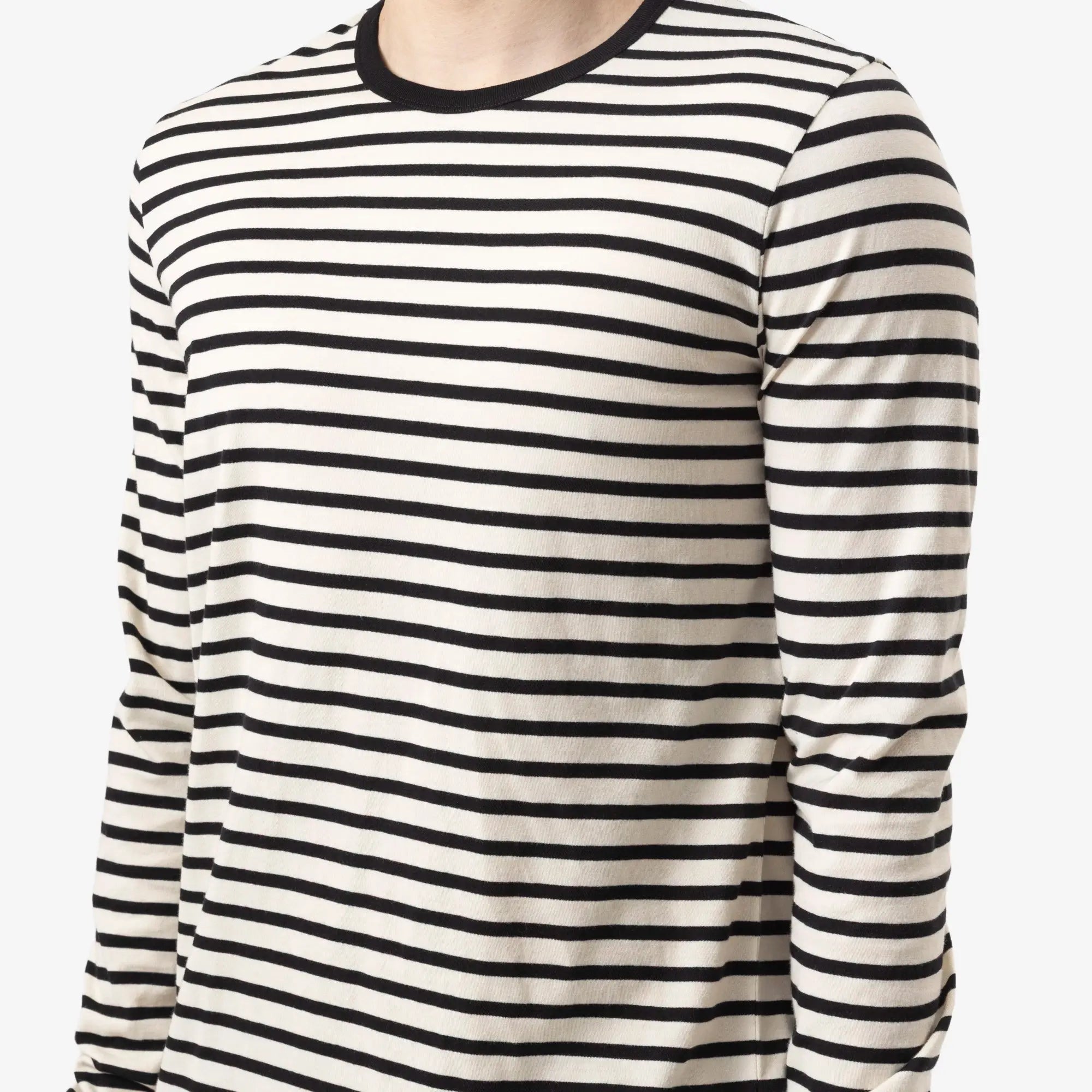 Ann Demeulemeester Greg Slim Long Sleeve T-Shirt Black/Chalk - 5