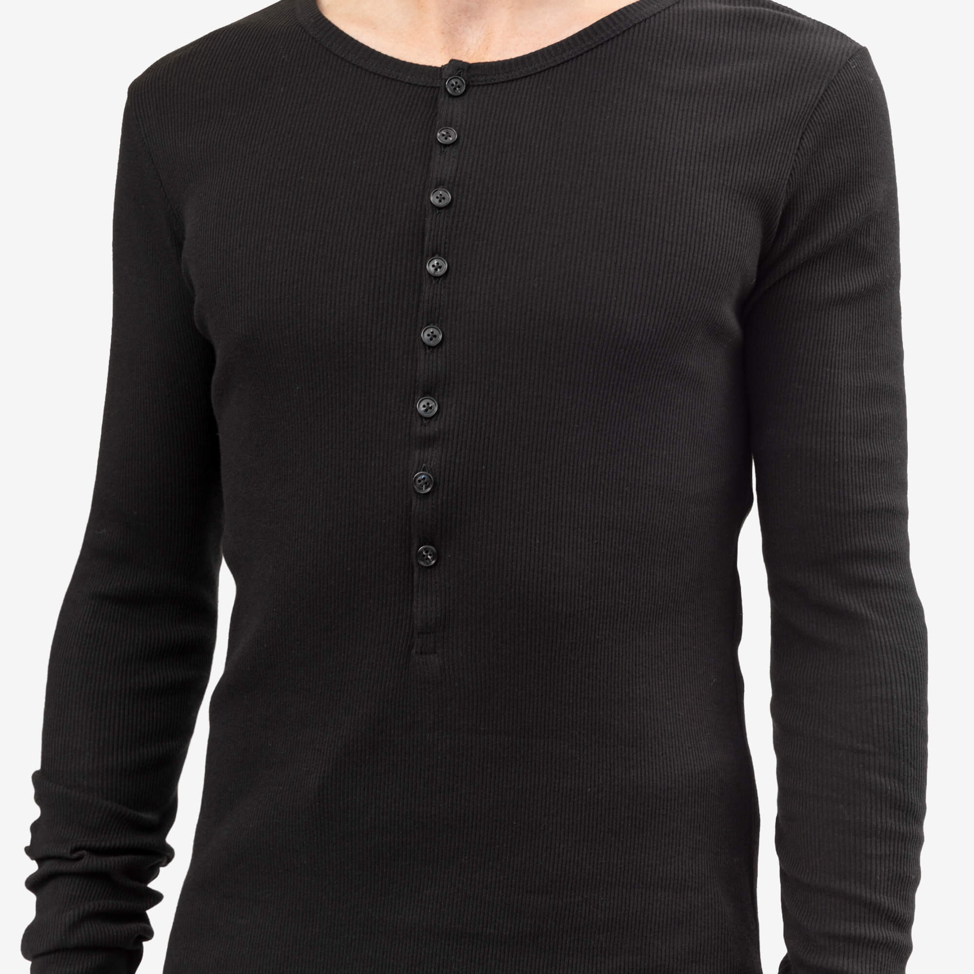 Ann Demeulemeester Hamar Wrinkled Serafino Henley Top Black-5