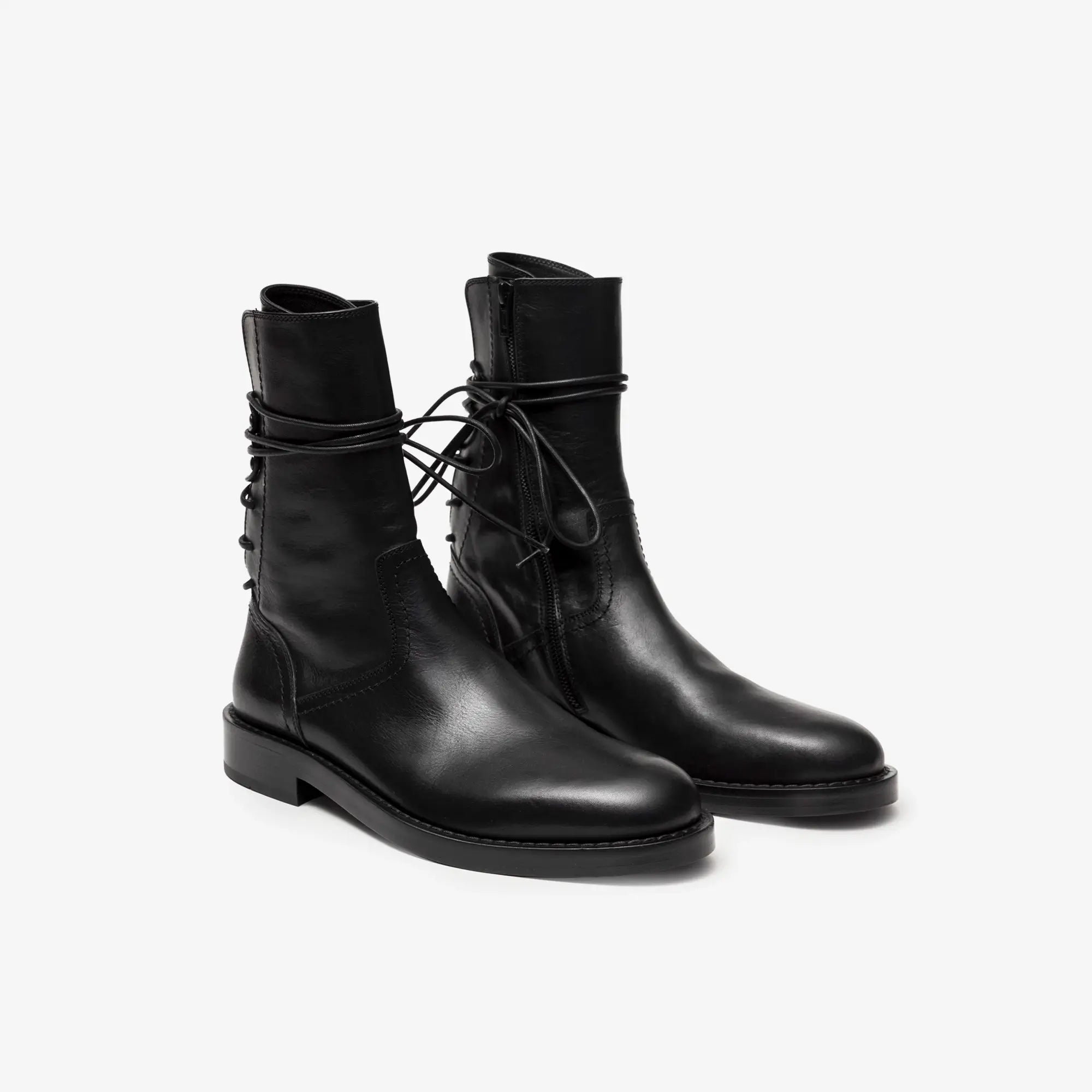 Ann Demeulemeester Heiko Laced Back Ankle Boots Black - 1