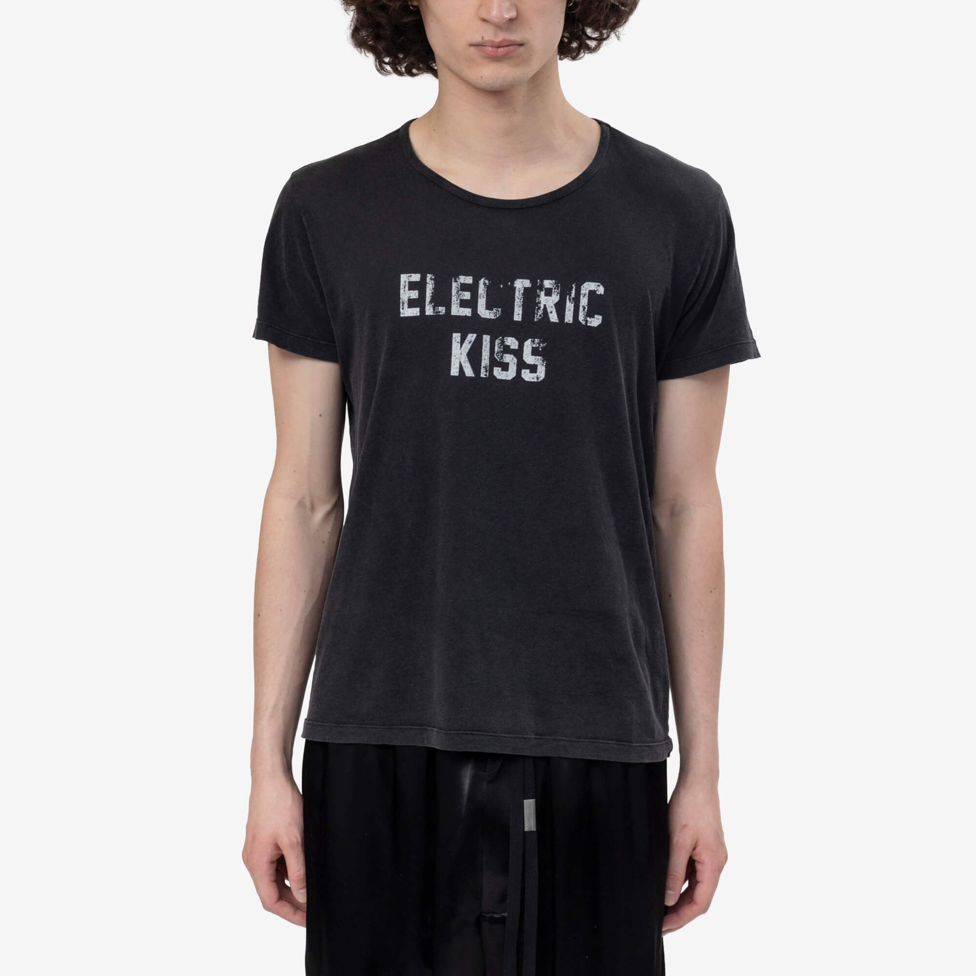 Ann Demeulemeester Idar Electric Kiss Cropped Standard Fit T-Shirt Faded Black - 1