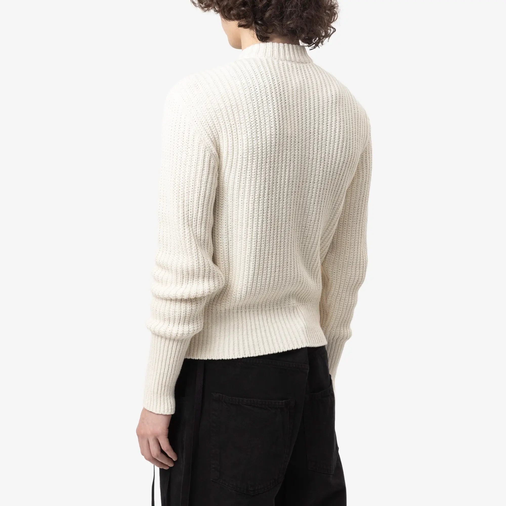 Ann Demeulemeester Ismael Zipped Knit Bomber Natural White - 3