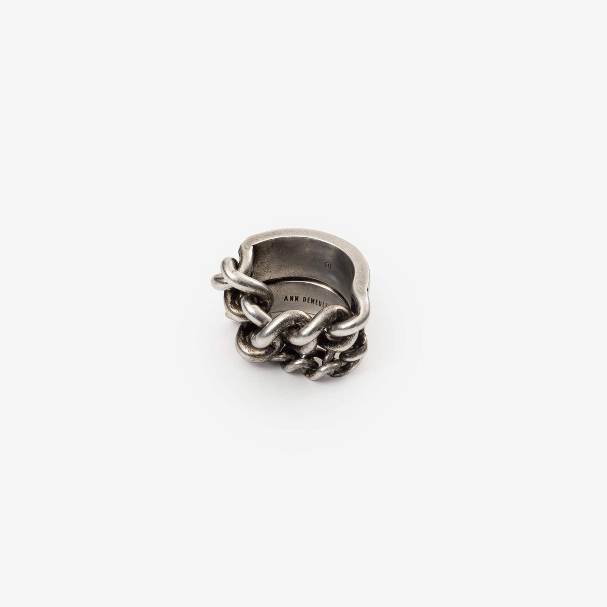 Ann Demeulemeester Ize Double Chain Rings Antique Silver-2