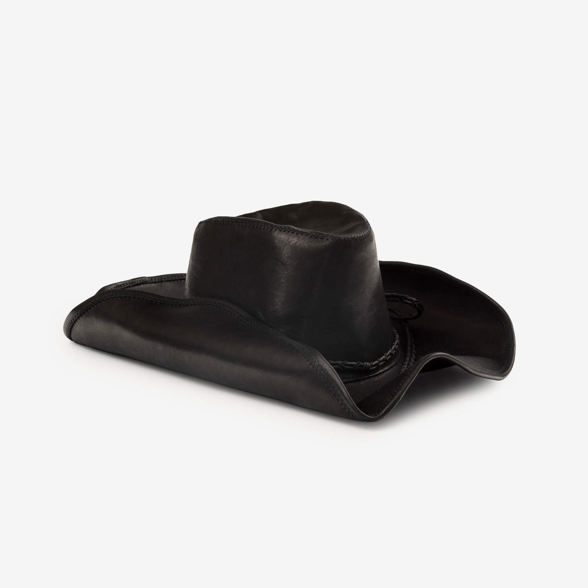Ann Demeulemeester Joleik Vintage Lux Grained Leather Hat Black-3