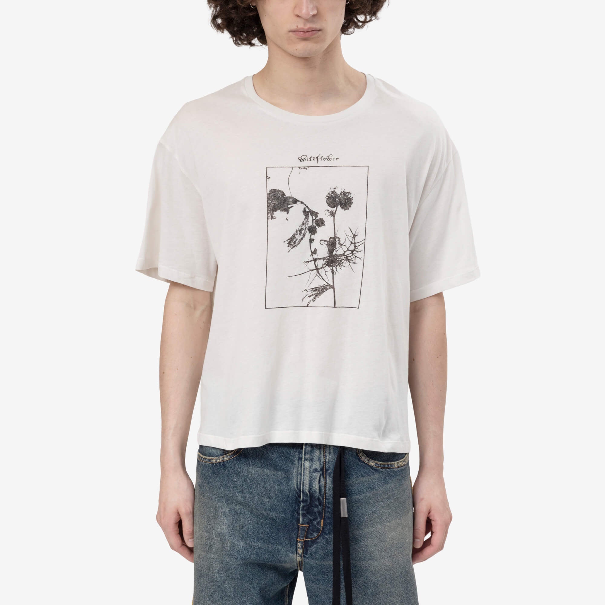 Ann Demeulemeester Lu Wildflower Relax Fit Boxy T-Shirt Ivory - 1