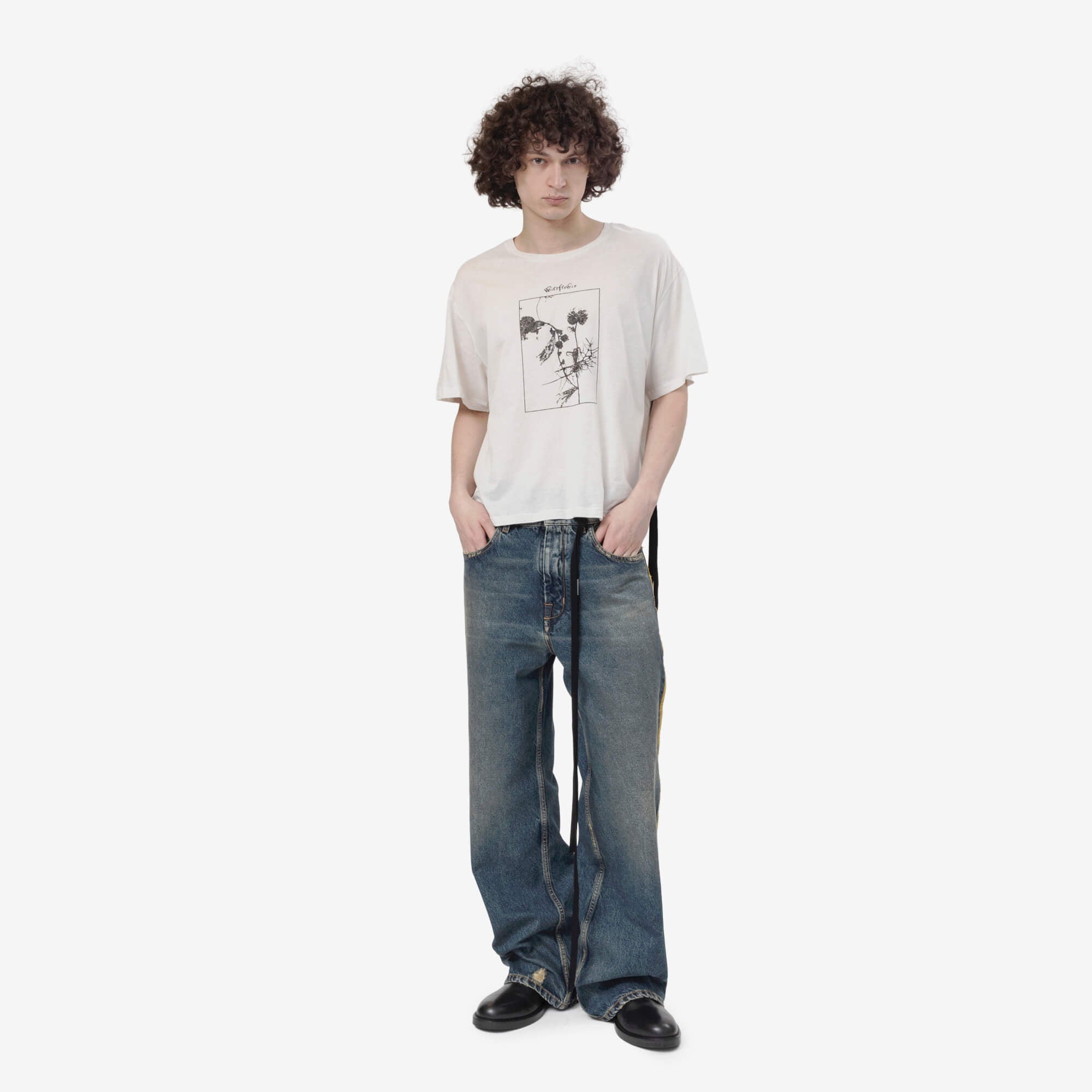 Ann Demeulemeester Lu Wildflower Relax Fit Boxy T-Shirt Ivory - 2