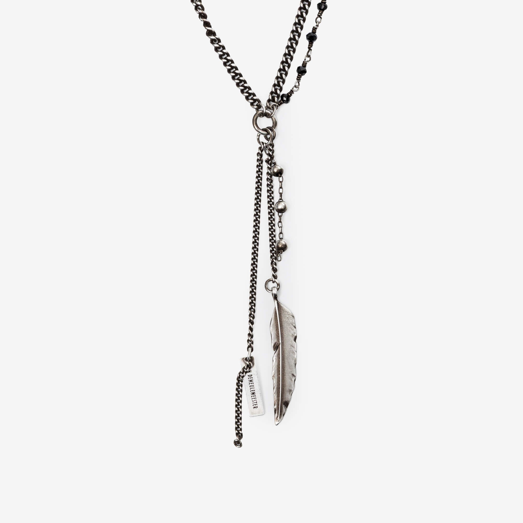 Ann Demeulemeester Maiko Feather Necklace Antique Silver-3