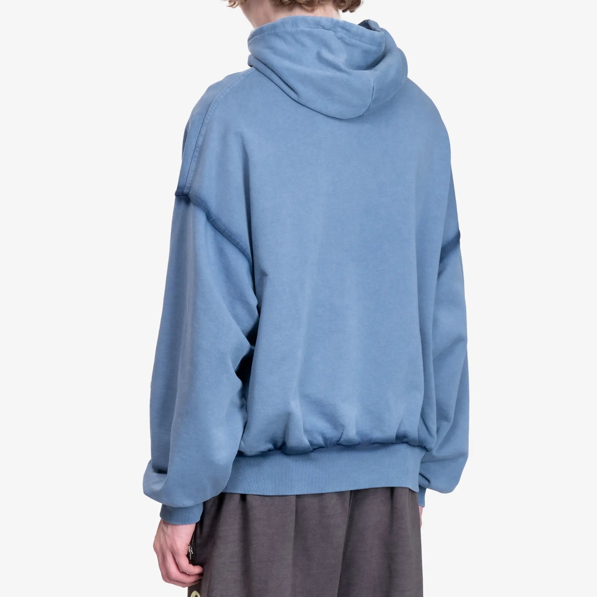 Avavav Shoulderless Cut Logo Cropped Hoody Blue - 4