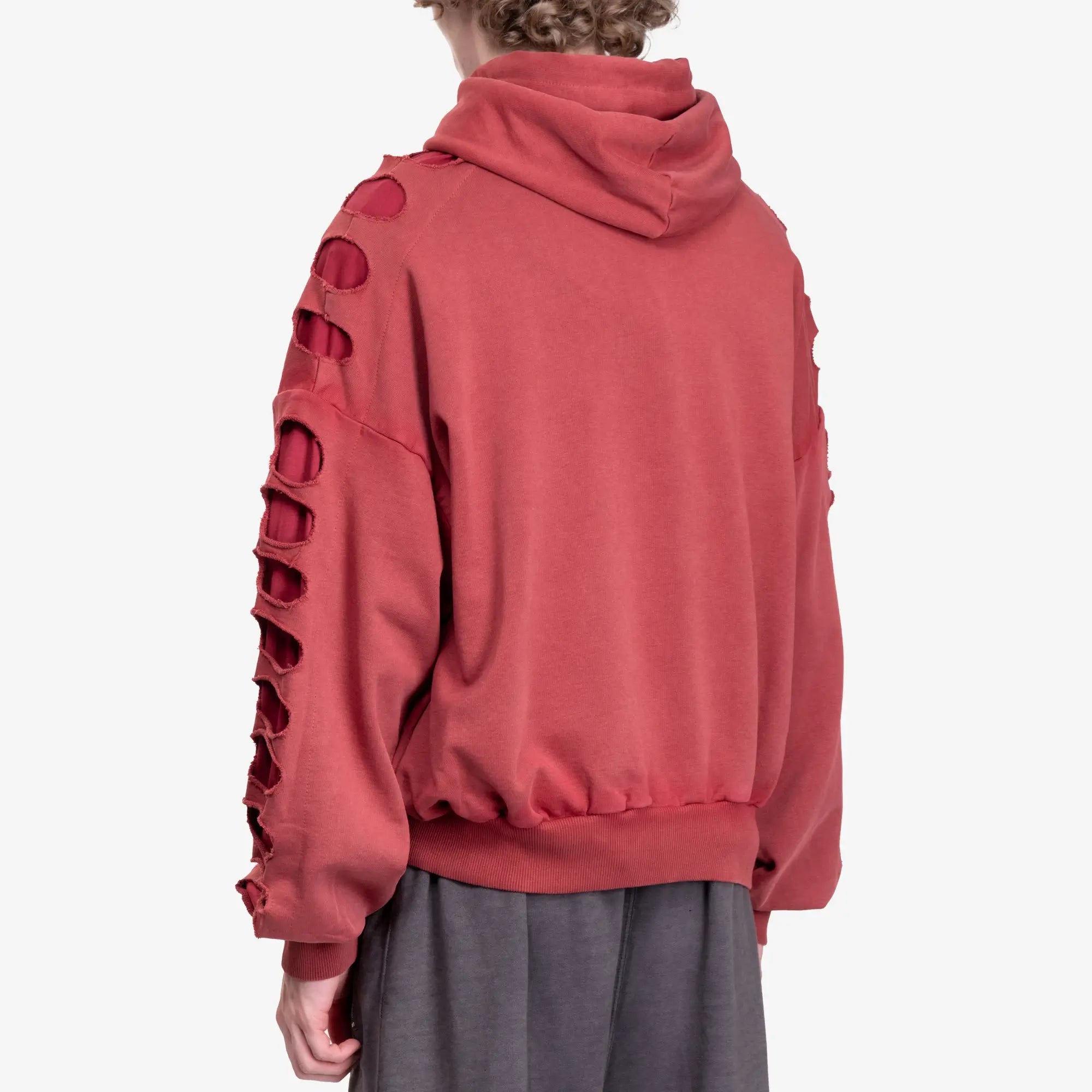 Avavav Shoulderless Cut Out Zip Hoody Red - 4