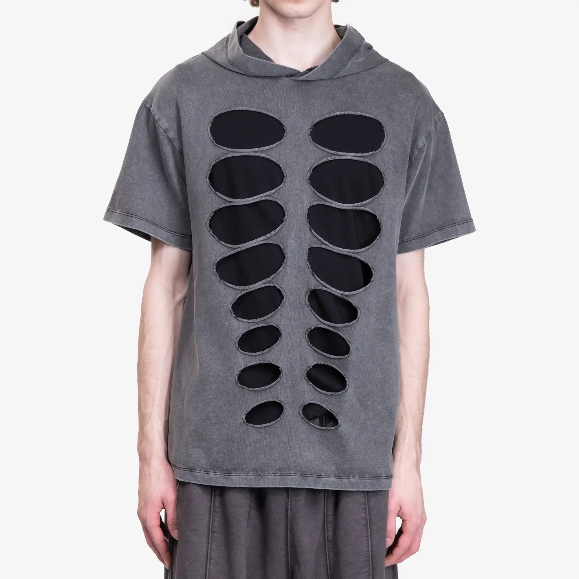 Avavav Theo Hooded Cut Out T-Shirt Washed Grey - 1