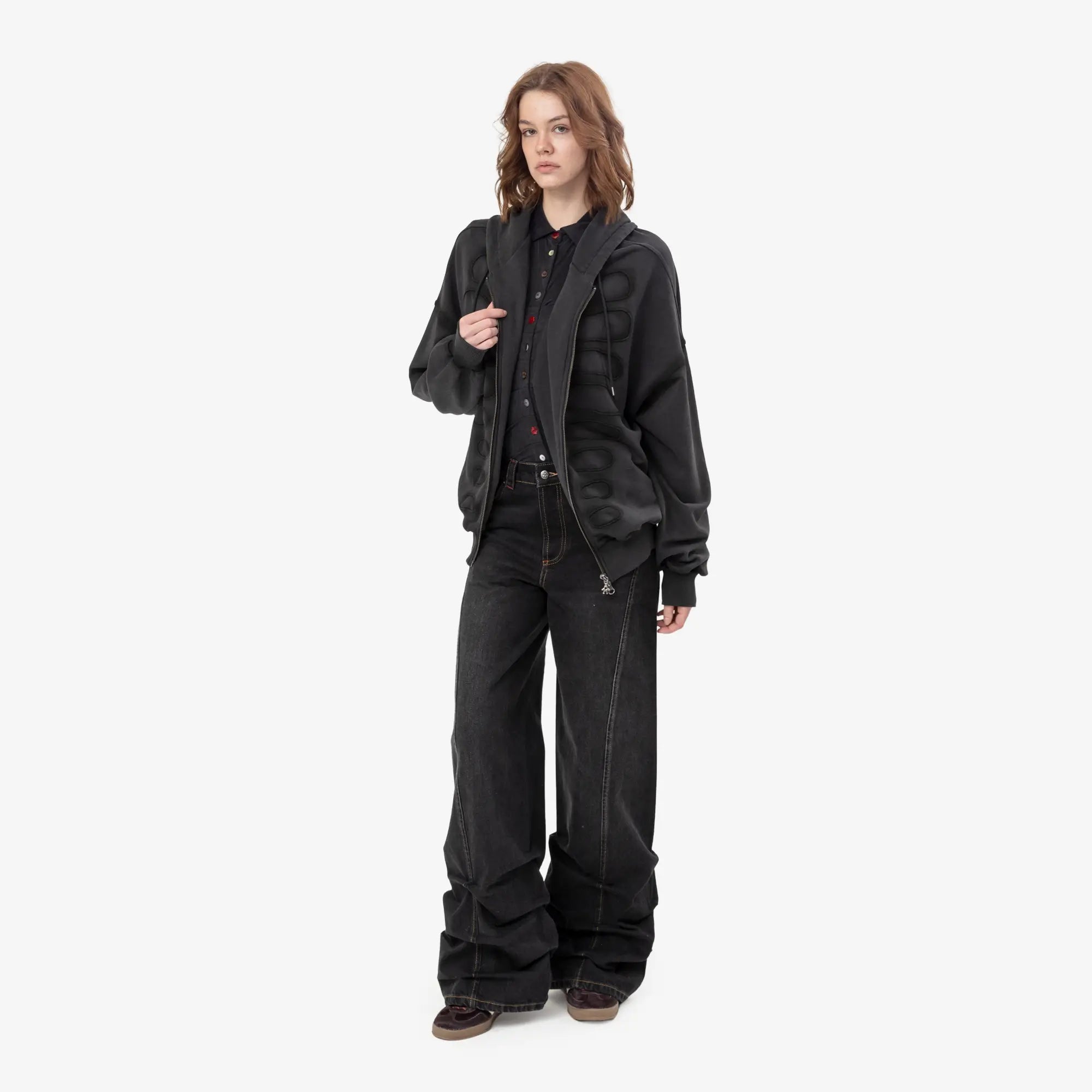 Avavav Tim Oversize Fake Cut Shoulderless Hoody Black - 2