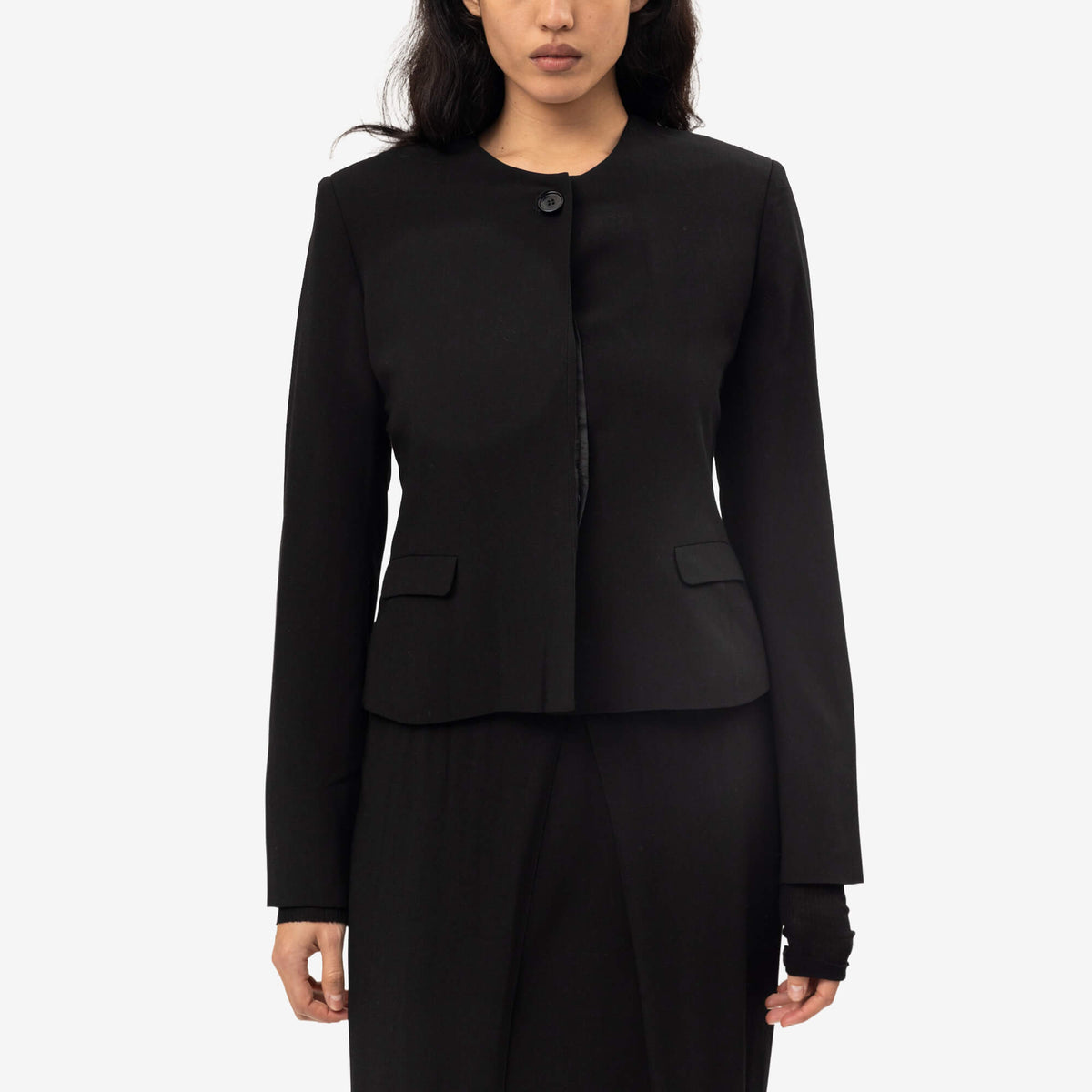 Avavav Womens Bella Pleated Blazer Black-1