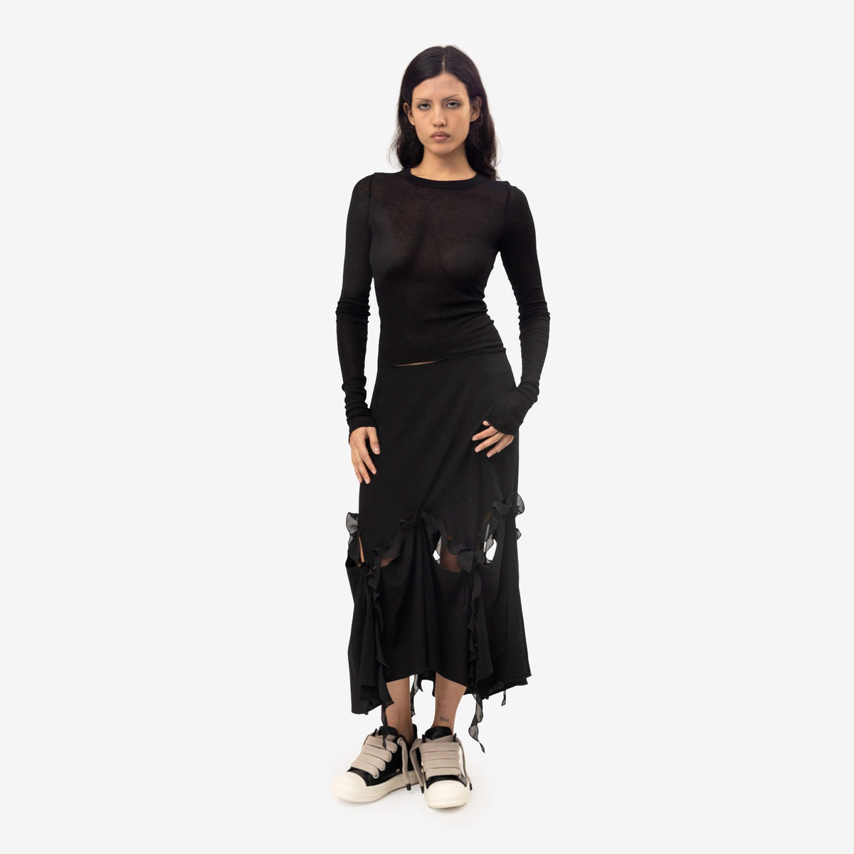 Avavav Womens Kikki Cut-Out Woven Skirt Black-2