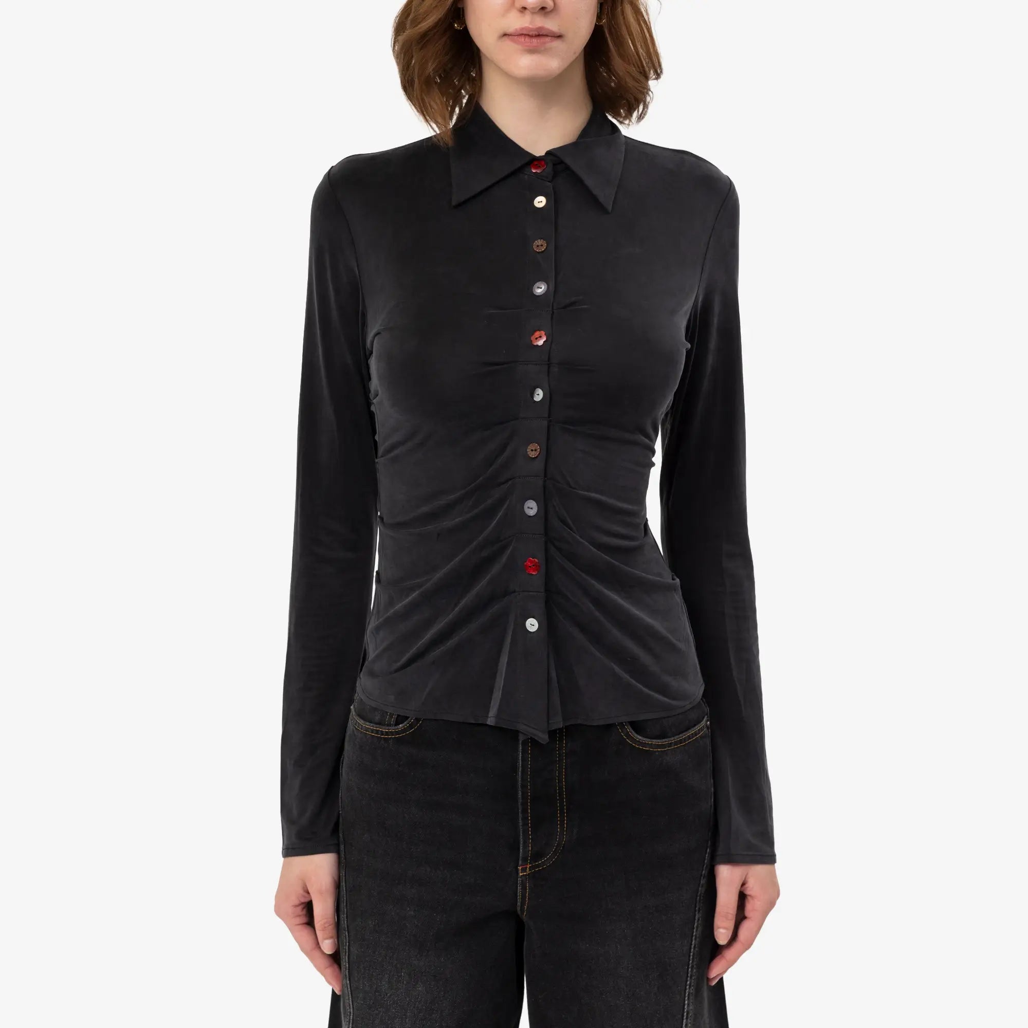 Avavav Womens Simone Cupro Shirt Black - 1