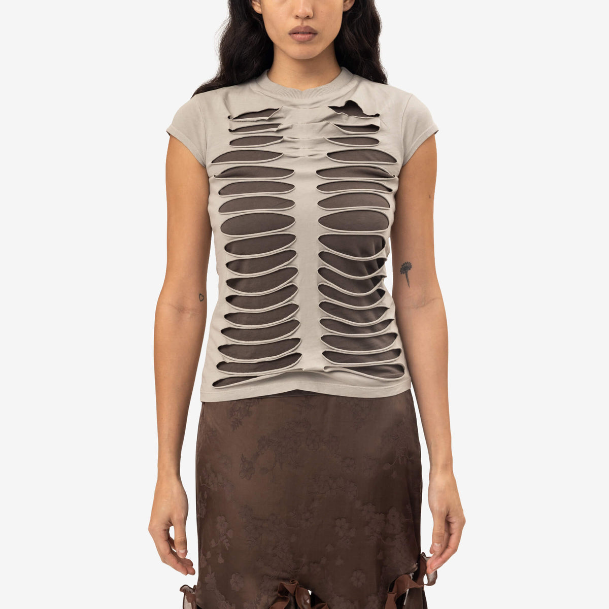 Avavav Womens Tilde Cut-Out T-Shirt Grey-1
