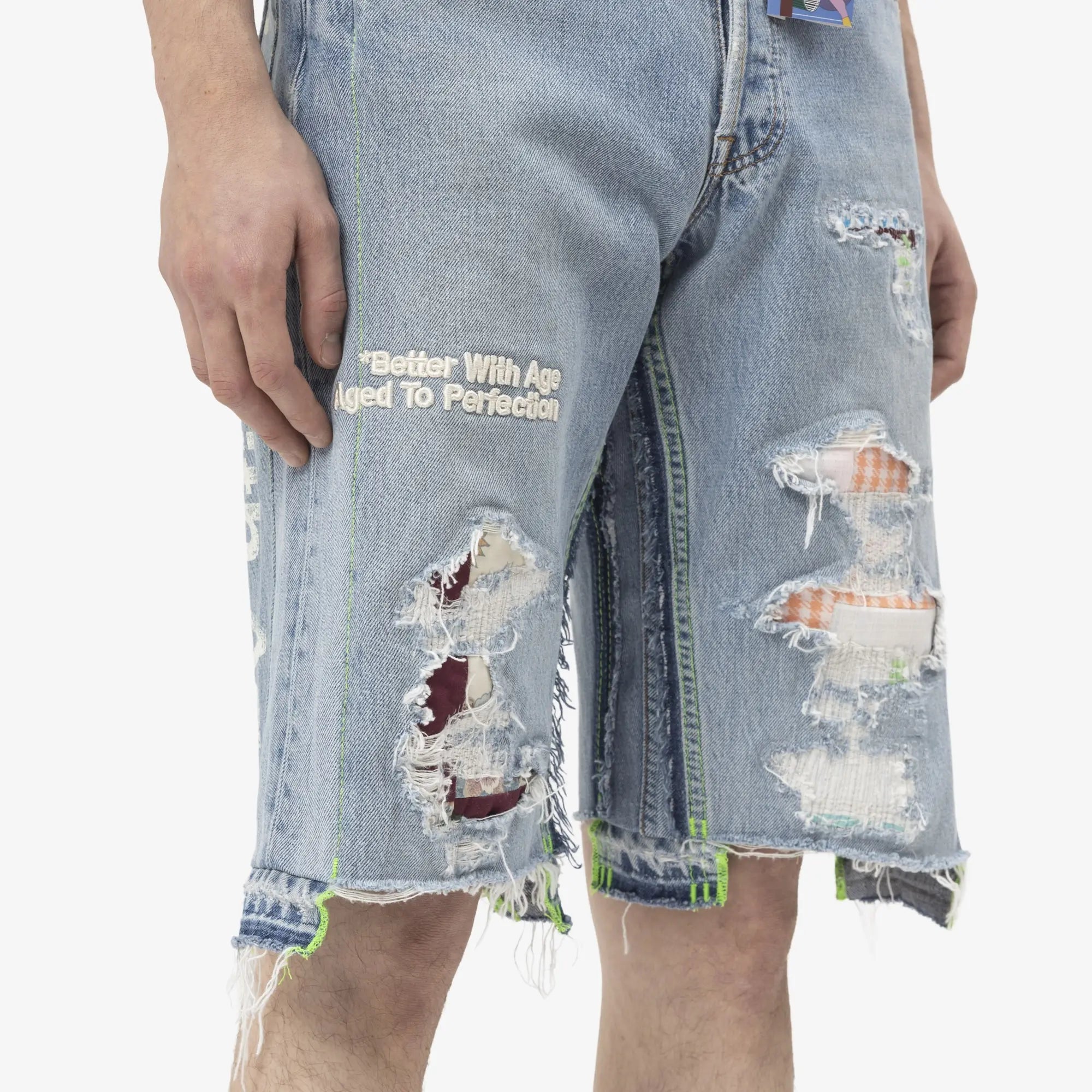 Better With Age Monroe Triple Wide Repair Shorts Indigo - 5