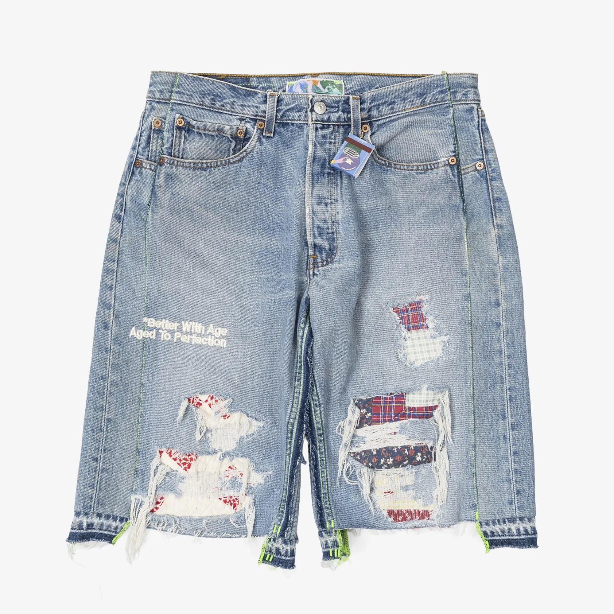 Better With Age Monroe Triple Wide Repair Shorts Indigo - 6