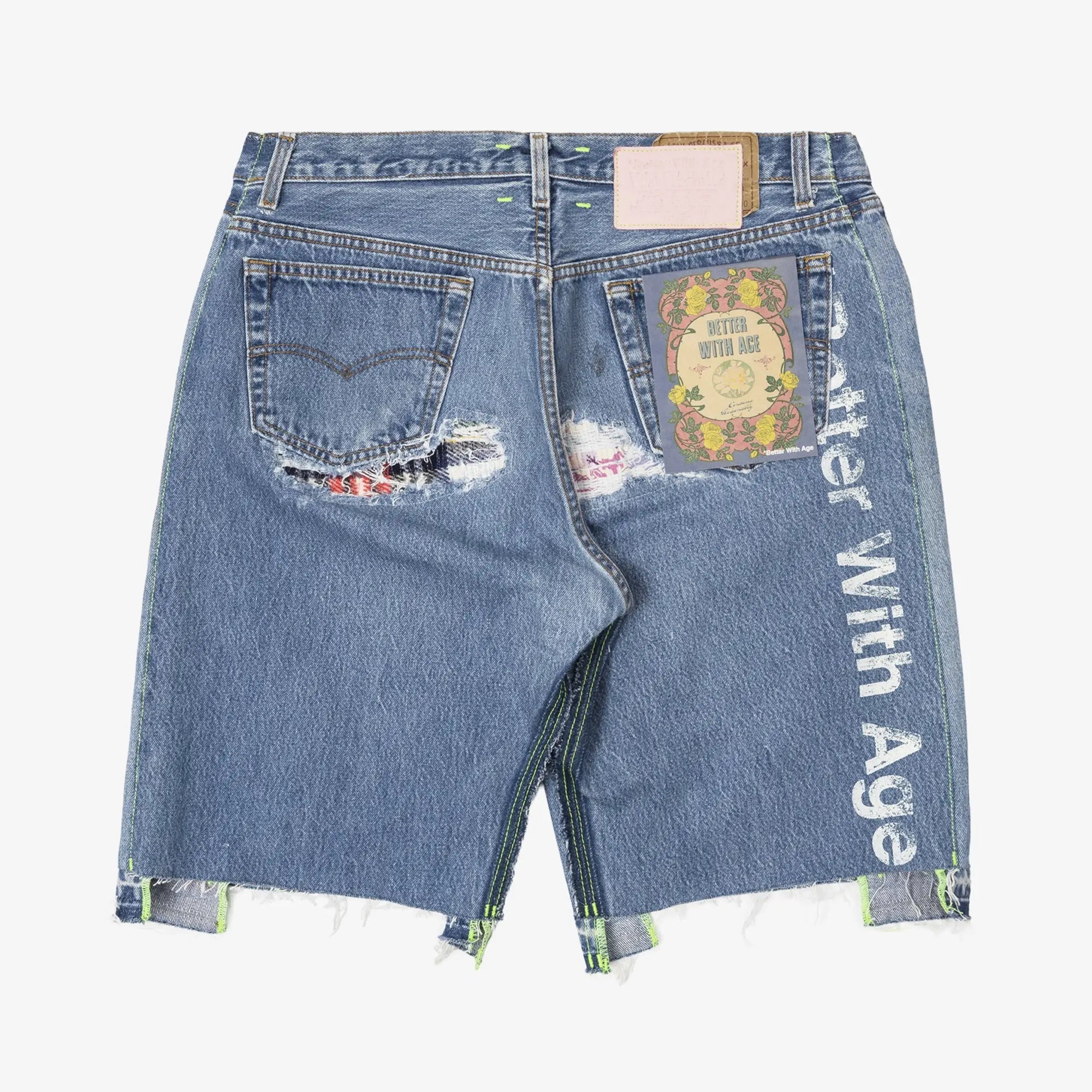 Better With Age Monroe Triple Wide Repair Shorts Indigo - 13