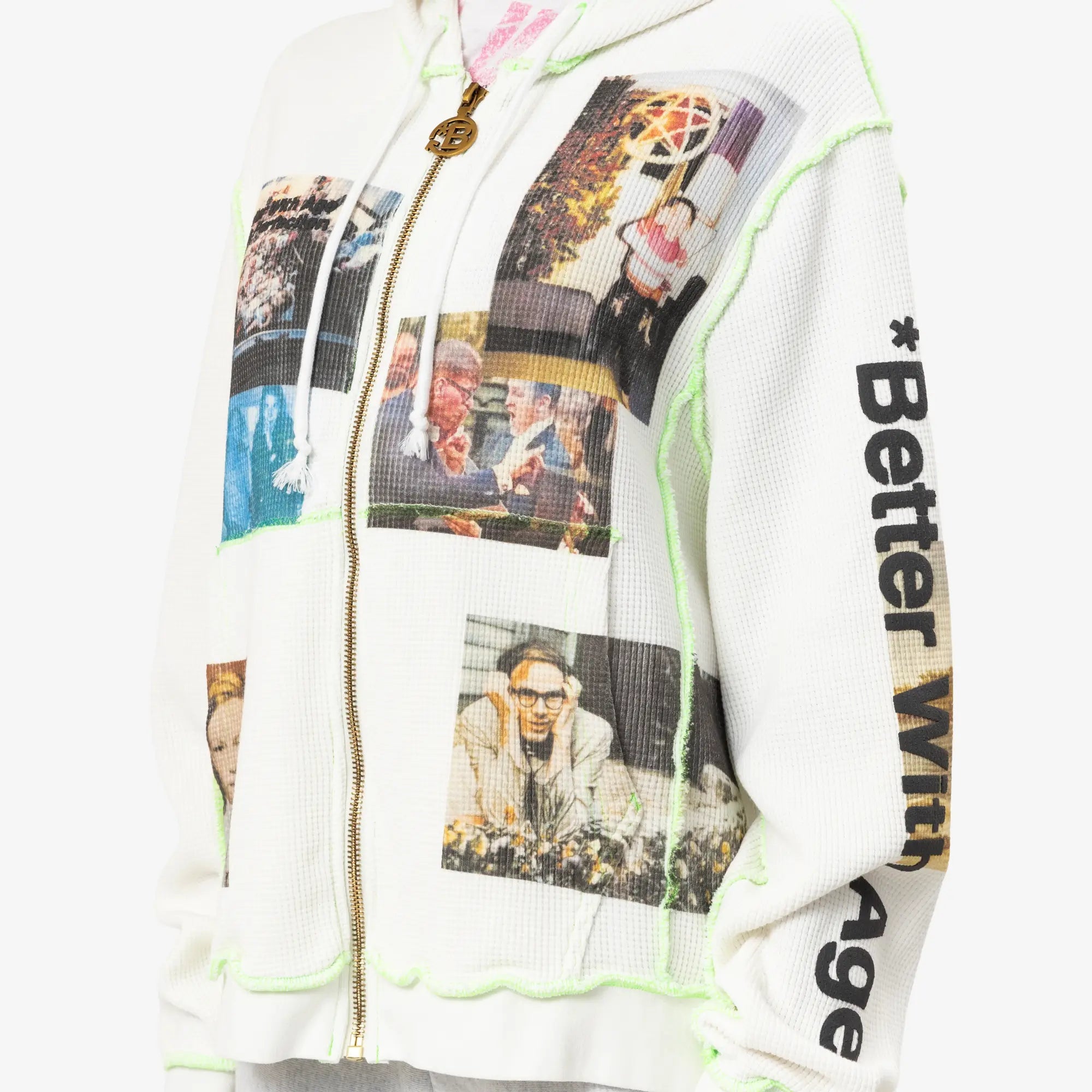 Better With Age Ricky Waffle Zip Hoody White - 5