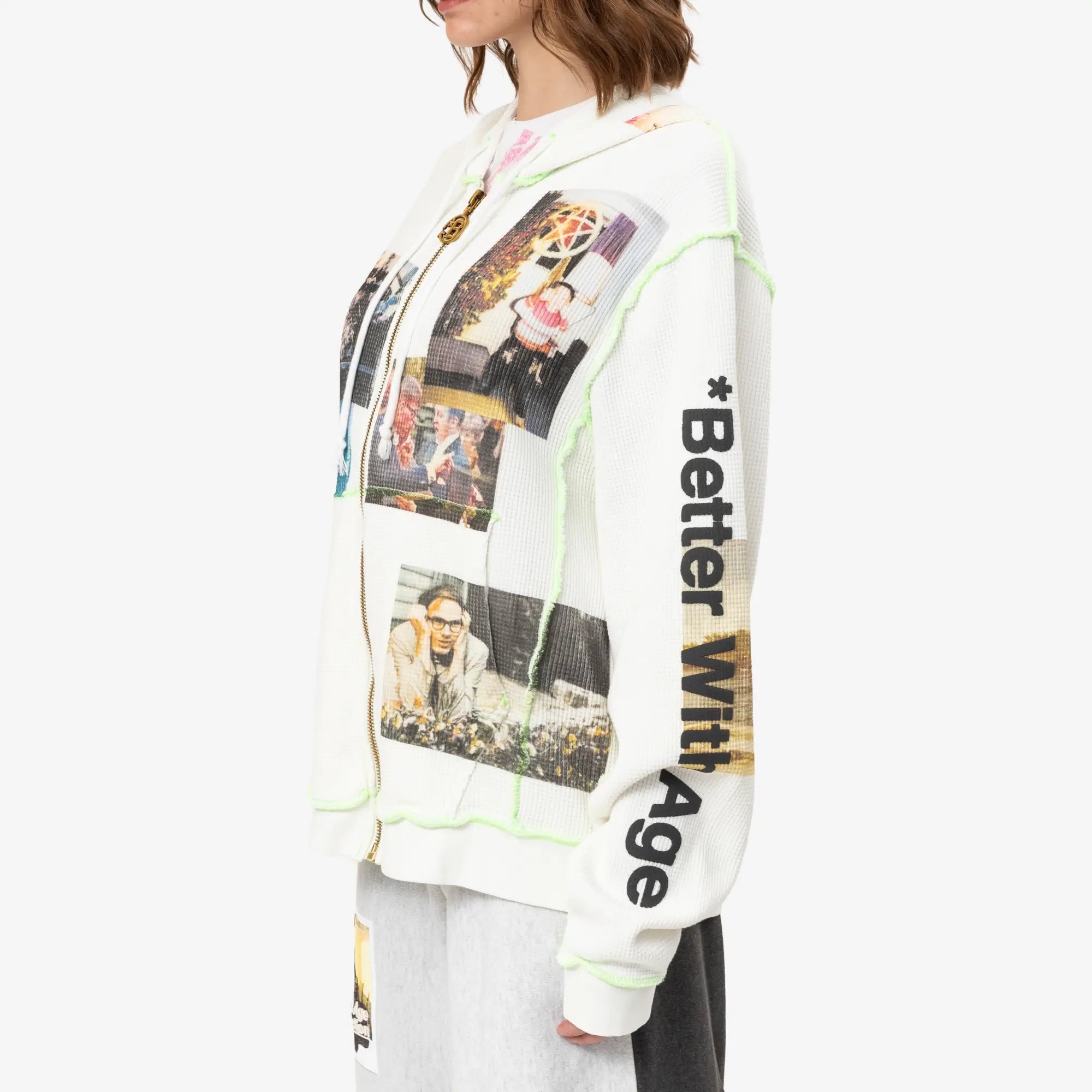 Better With Age Ricky Waffle Zip Hoody White - 3