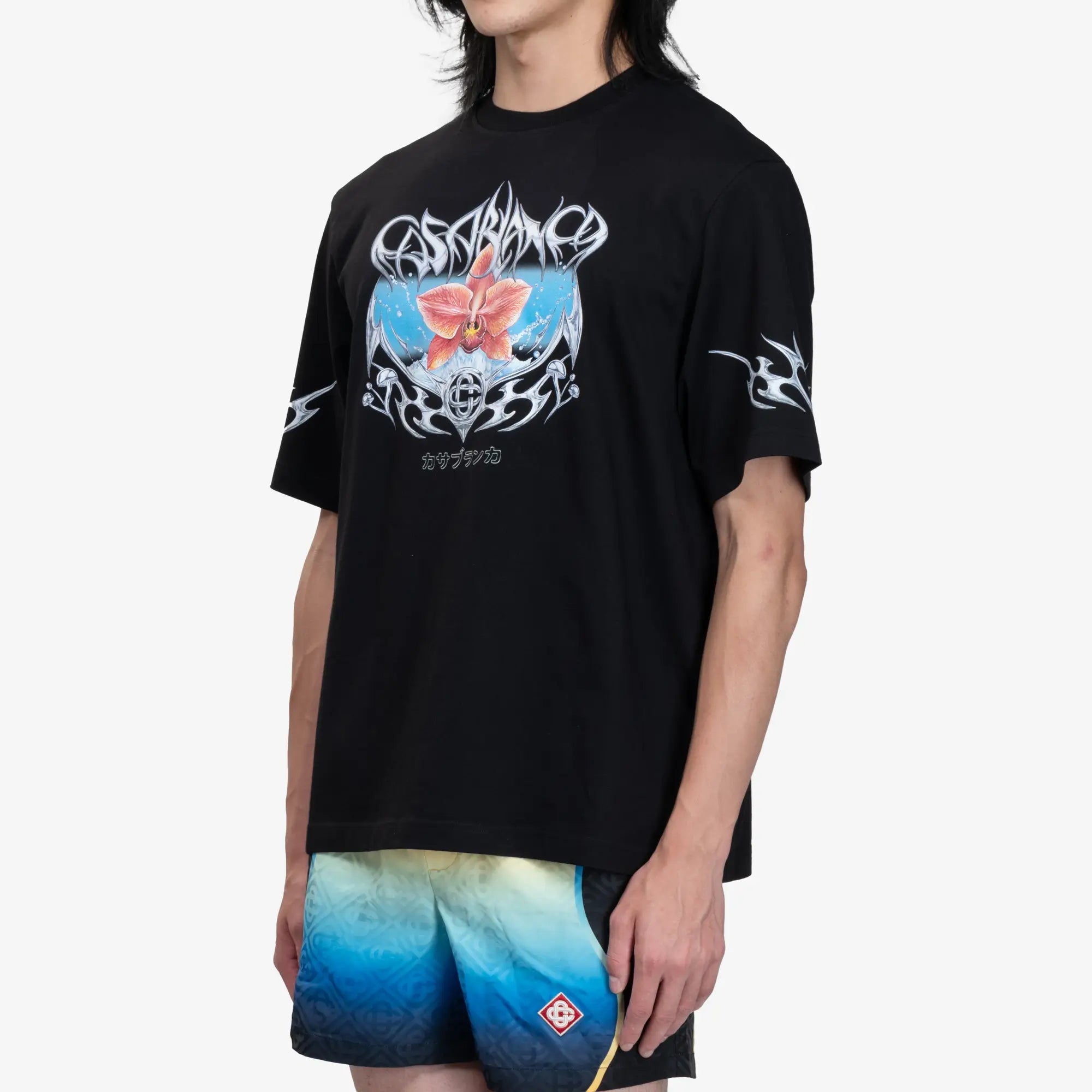 Casablanca Blades Printed Over T-Shirt Black - 3