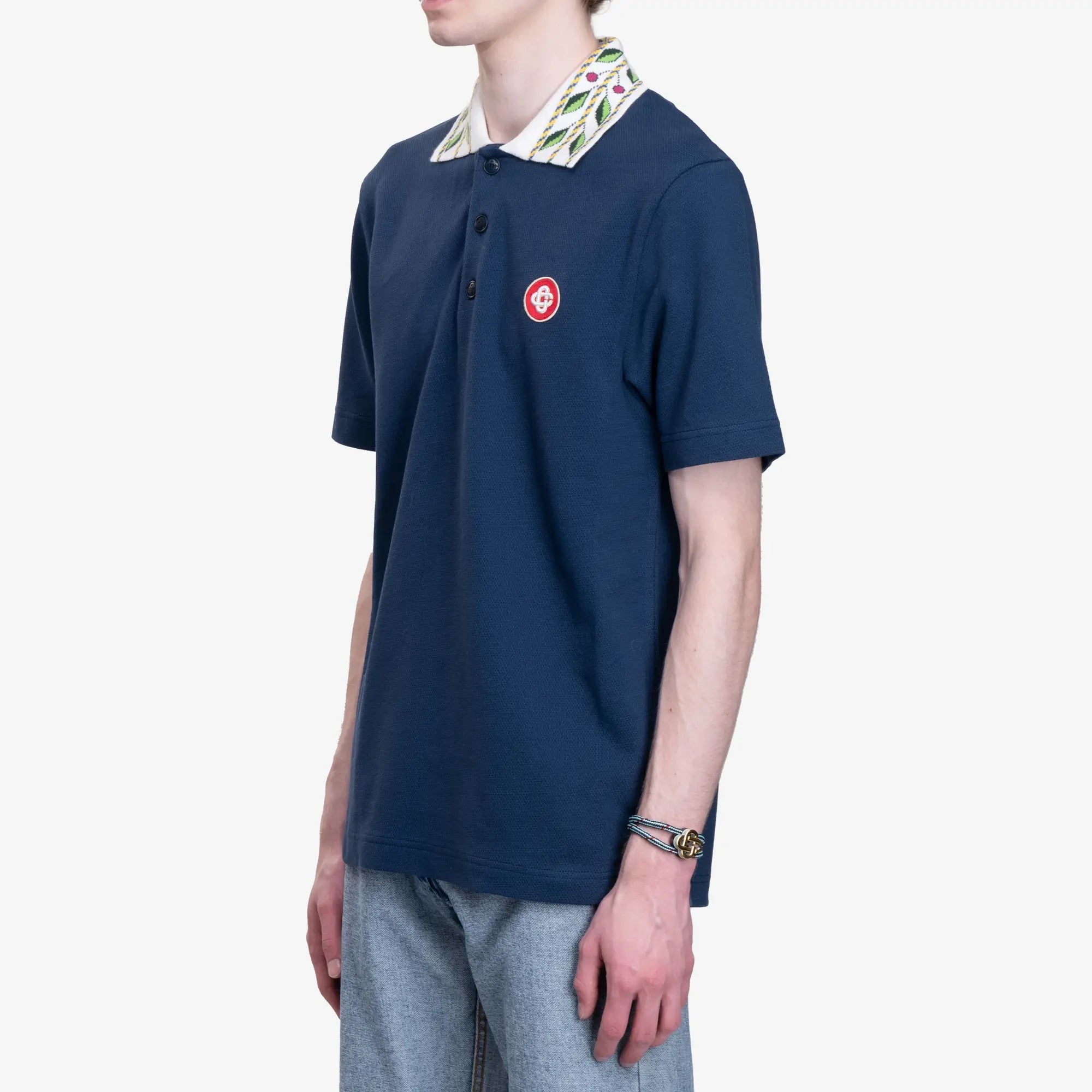 Casablanca Classic Laurel Pique Polo Navy - 3