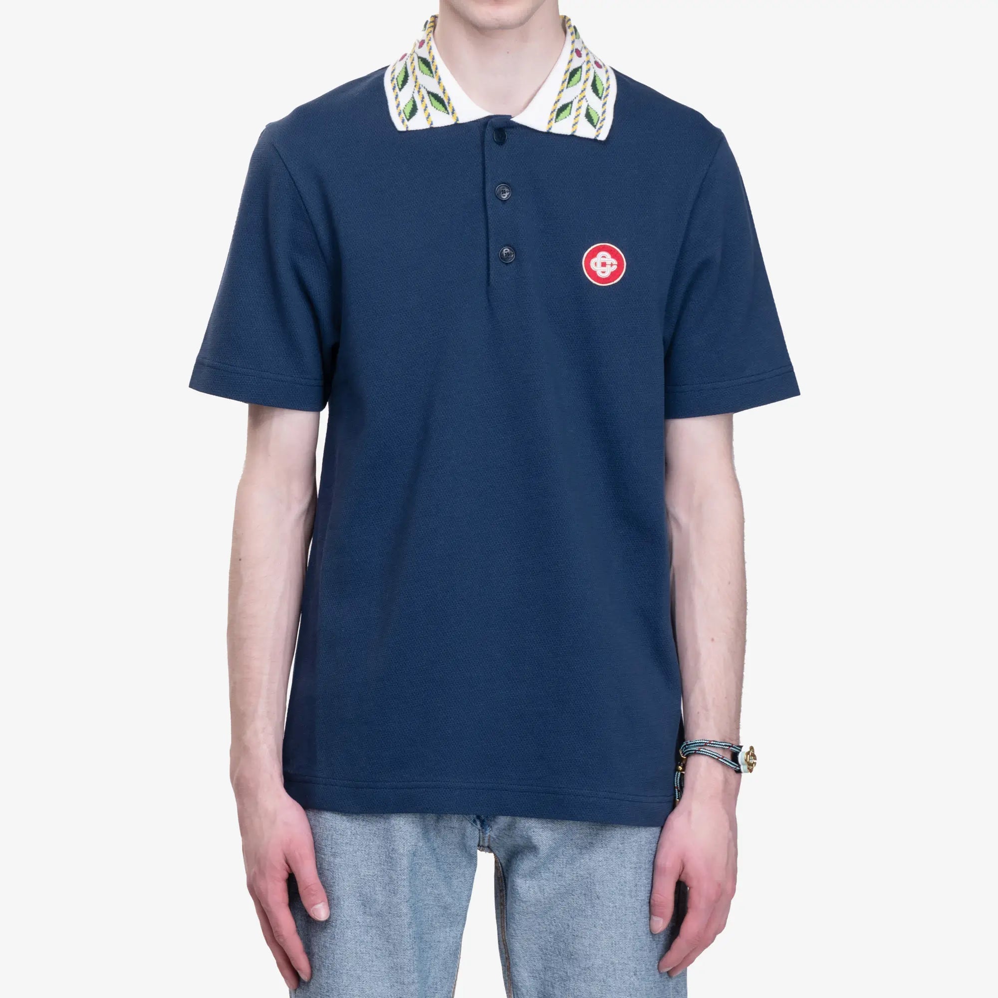 Casablanca Classic Laurel Pique Polo Navy - 1