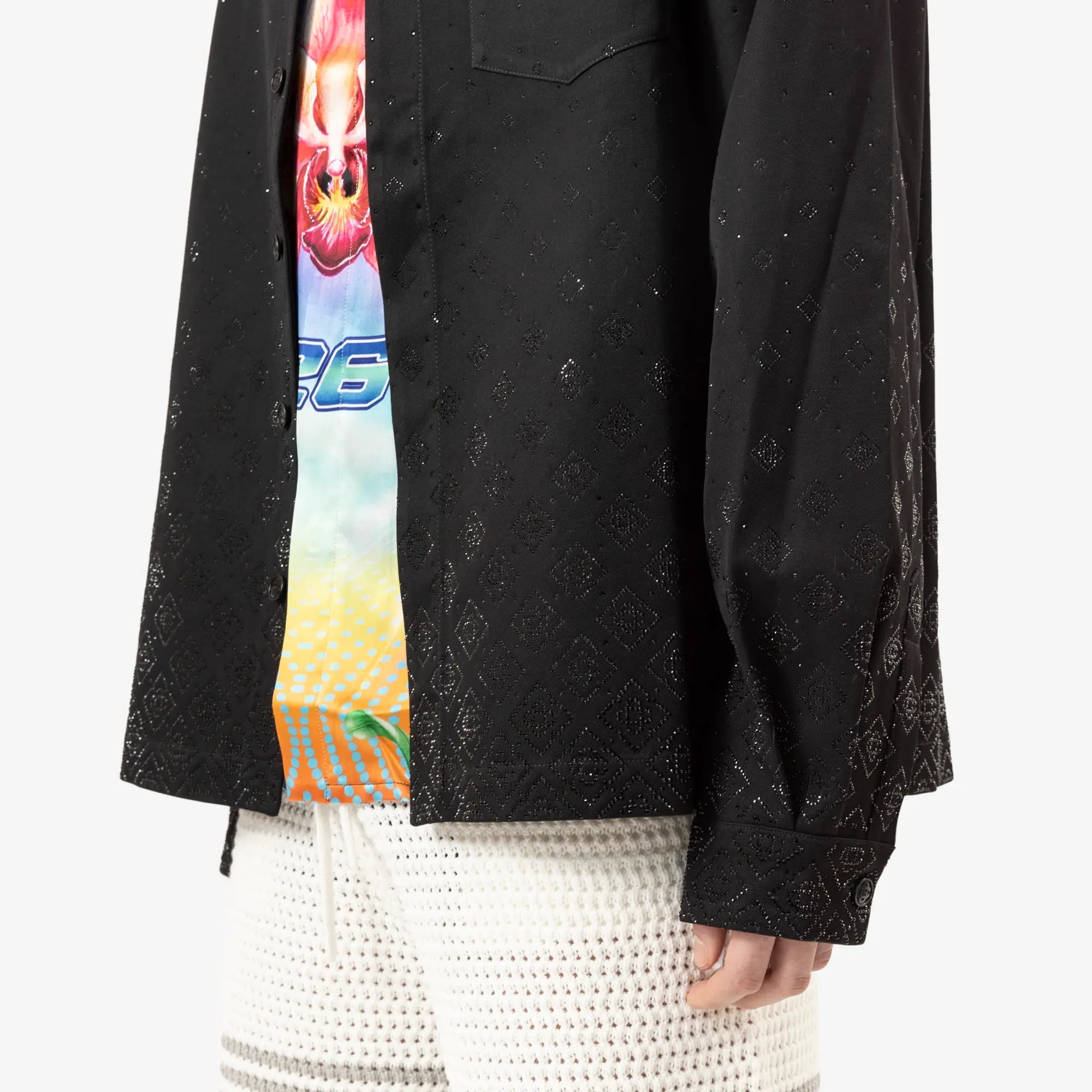 Casablanca Crystal Monogram LS Shirt Black - 5