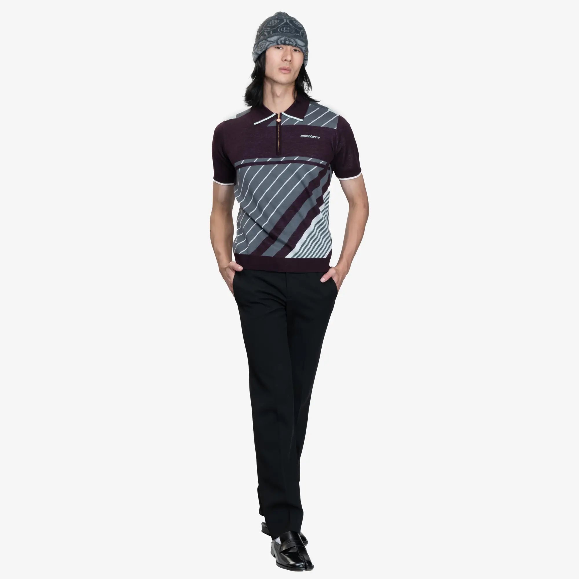 Casablanca Diagonal Sporty Polo Aubergine - 2