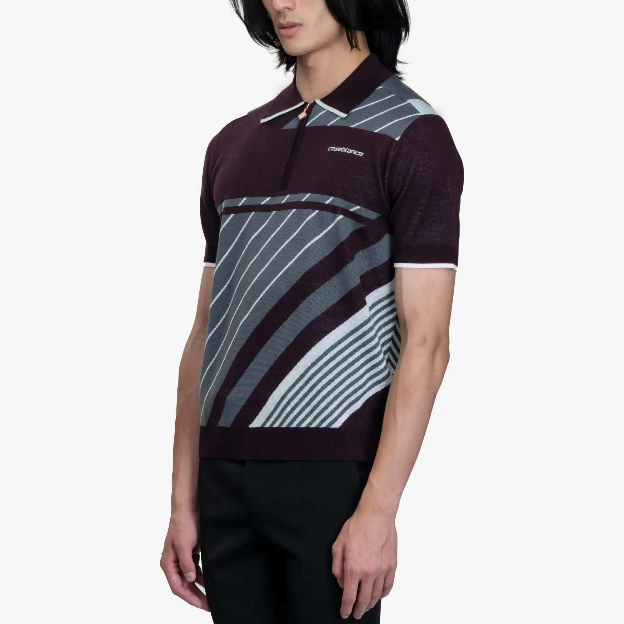 Casablanca Diagonal Sporty Polo Aubergine - 3