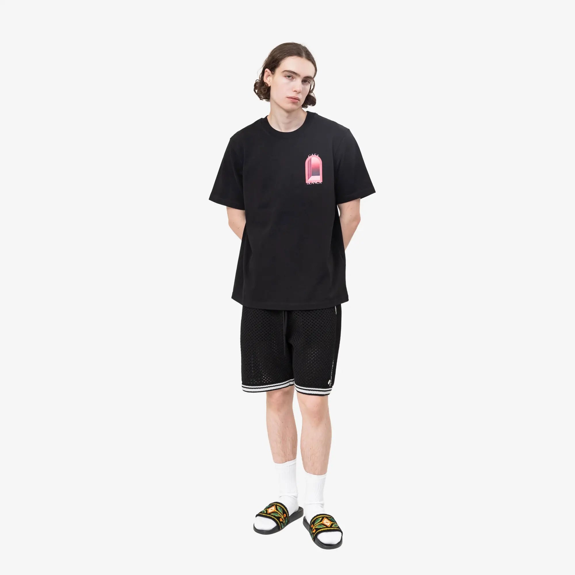 Casablanca Embroidered Terry Sliders Black - 6