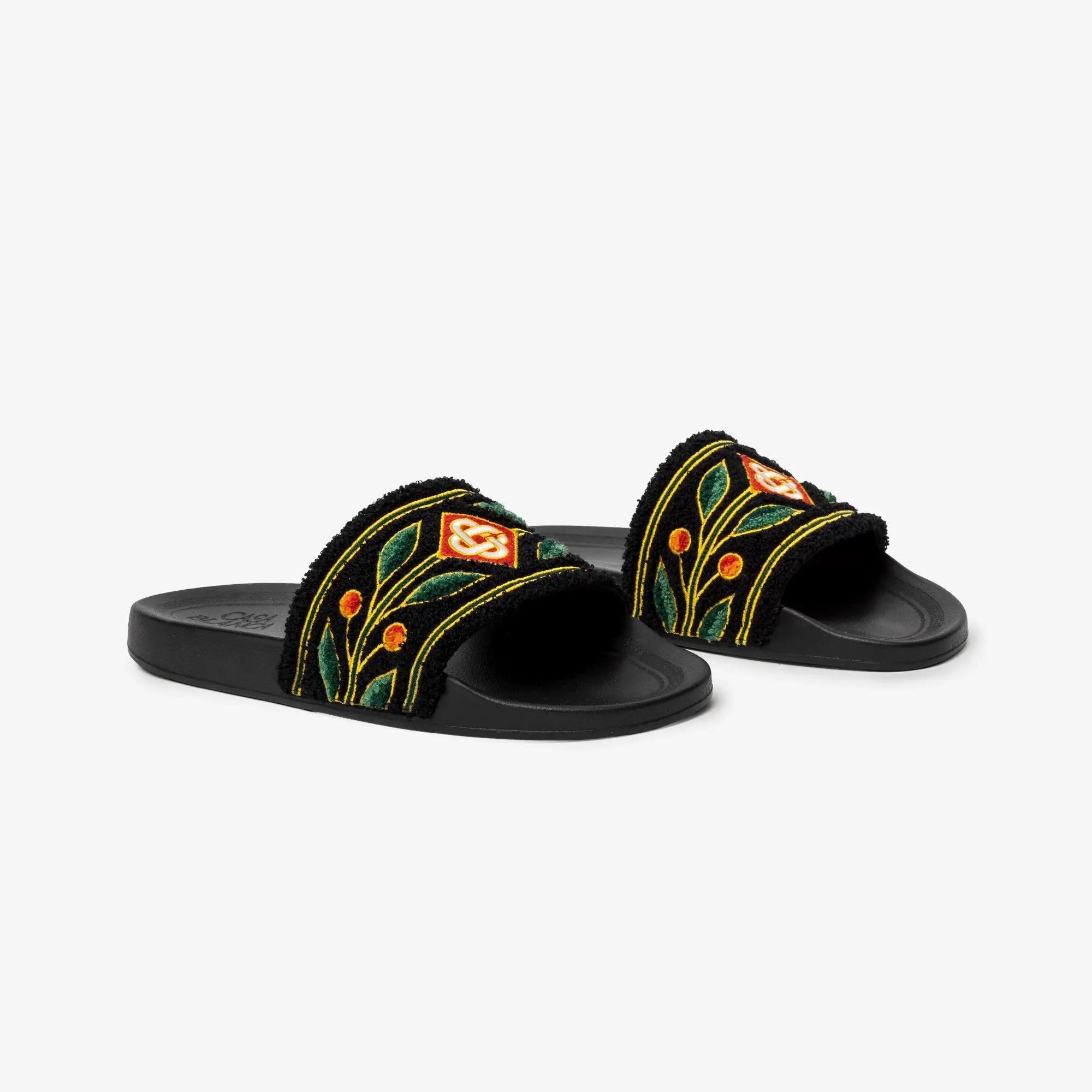 Casablanca Embroidered Terry Sliders Black - 1