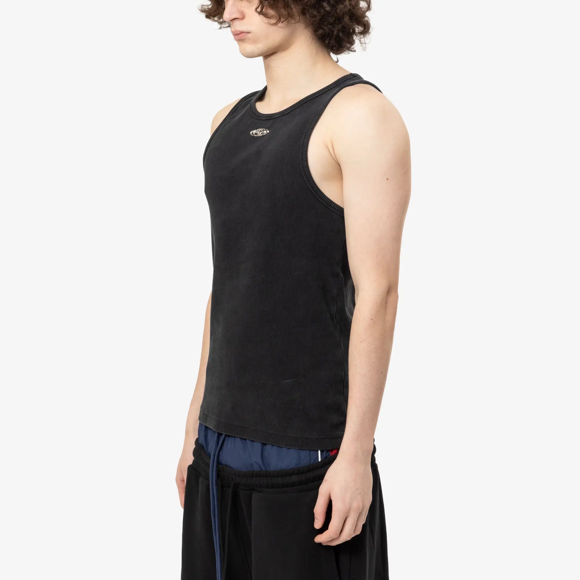 Casablanca Faded Ribbed Tank Top Faded Black - 3
