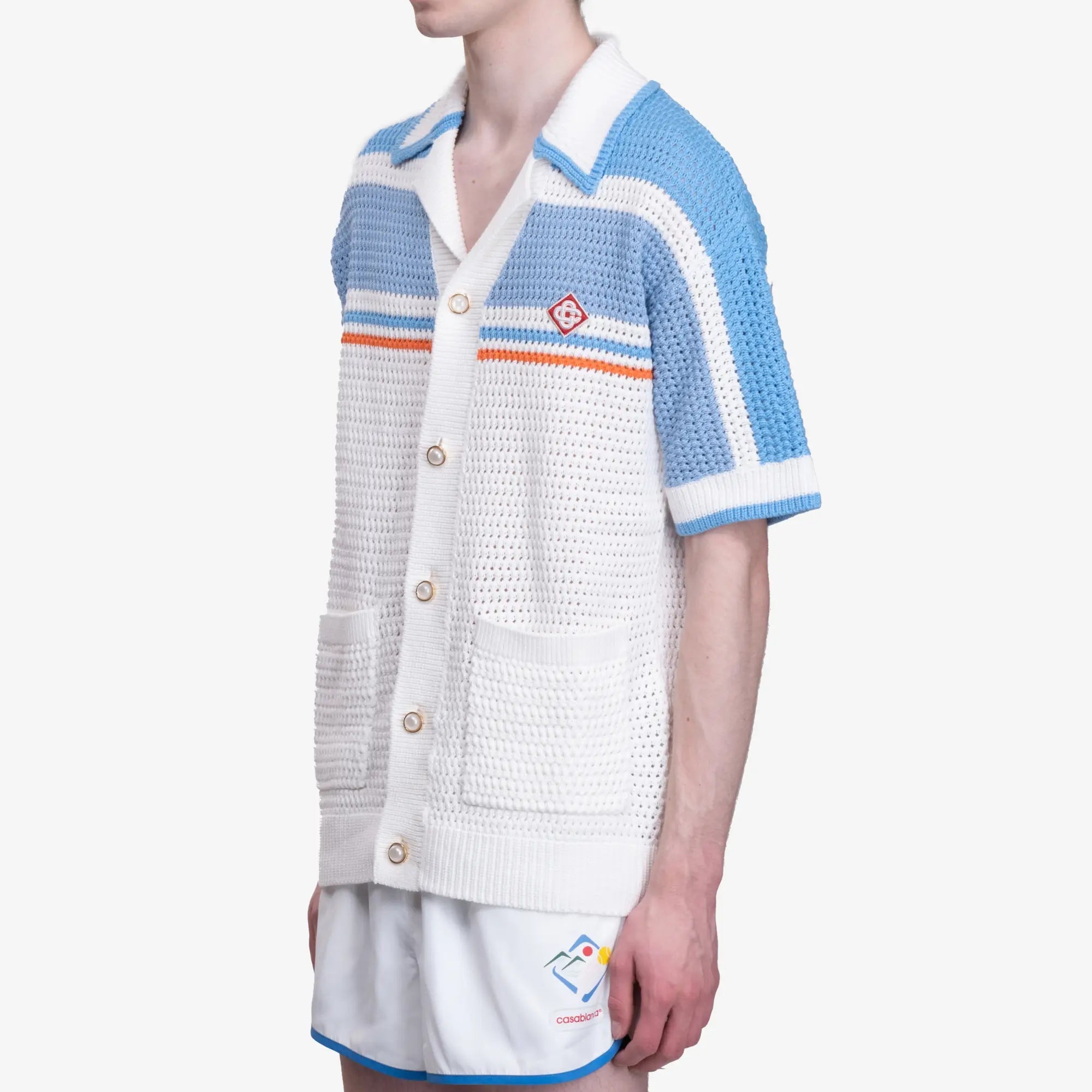 Casablanca Faux Crochet Shirt Blue - 3