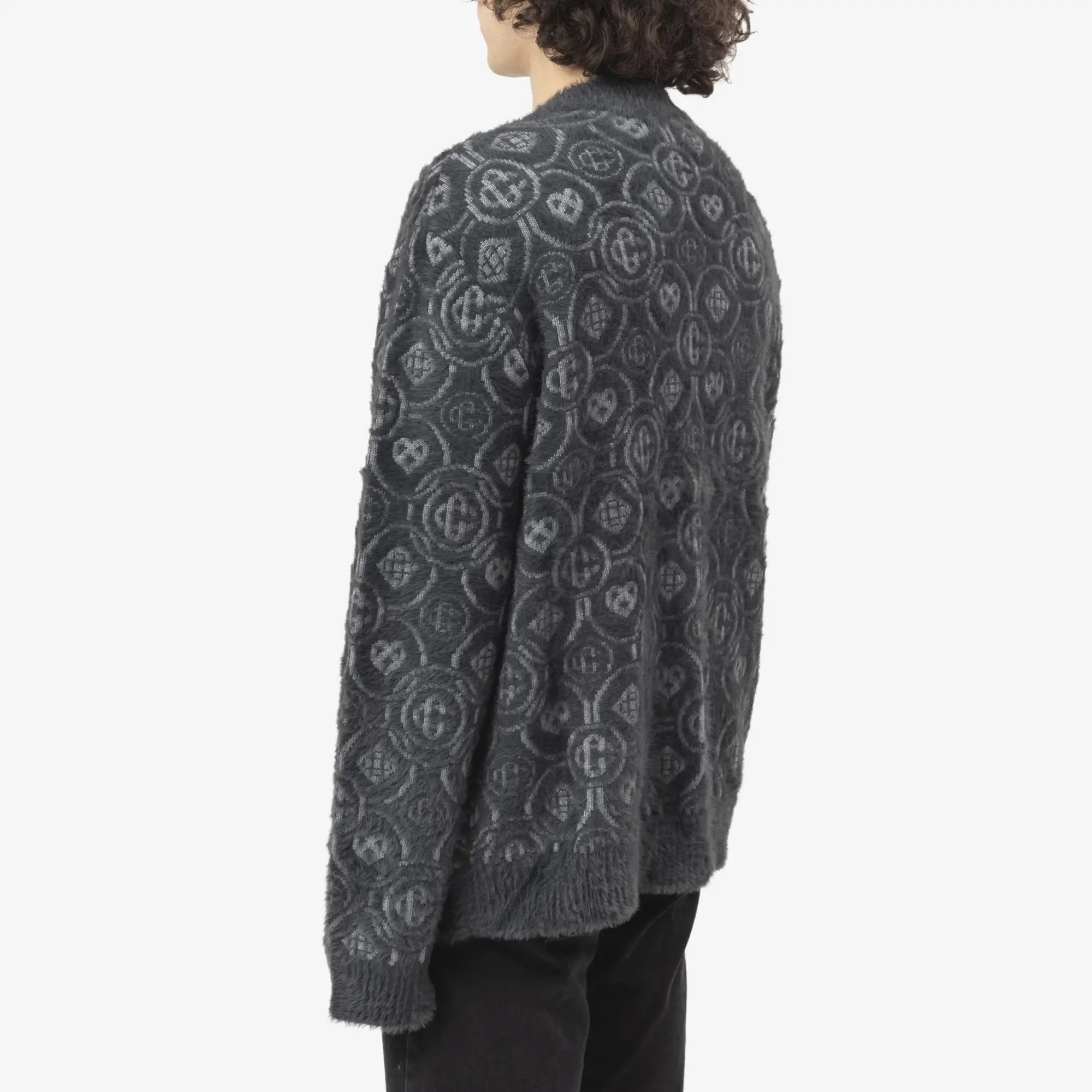 Casablanca Fluffy Monogram Cardigan Grey - 4
