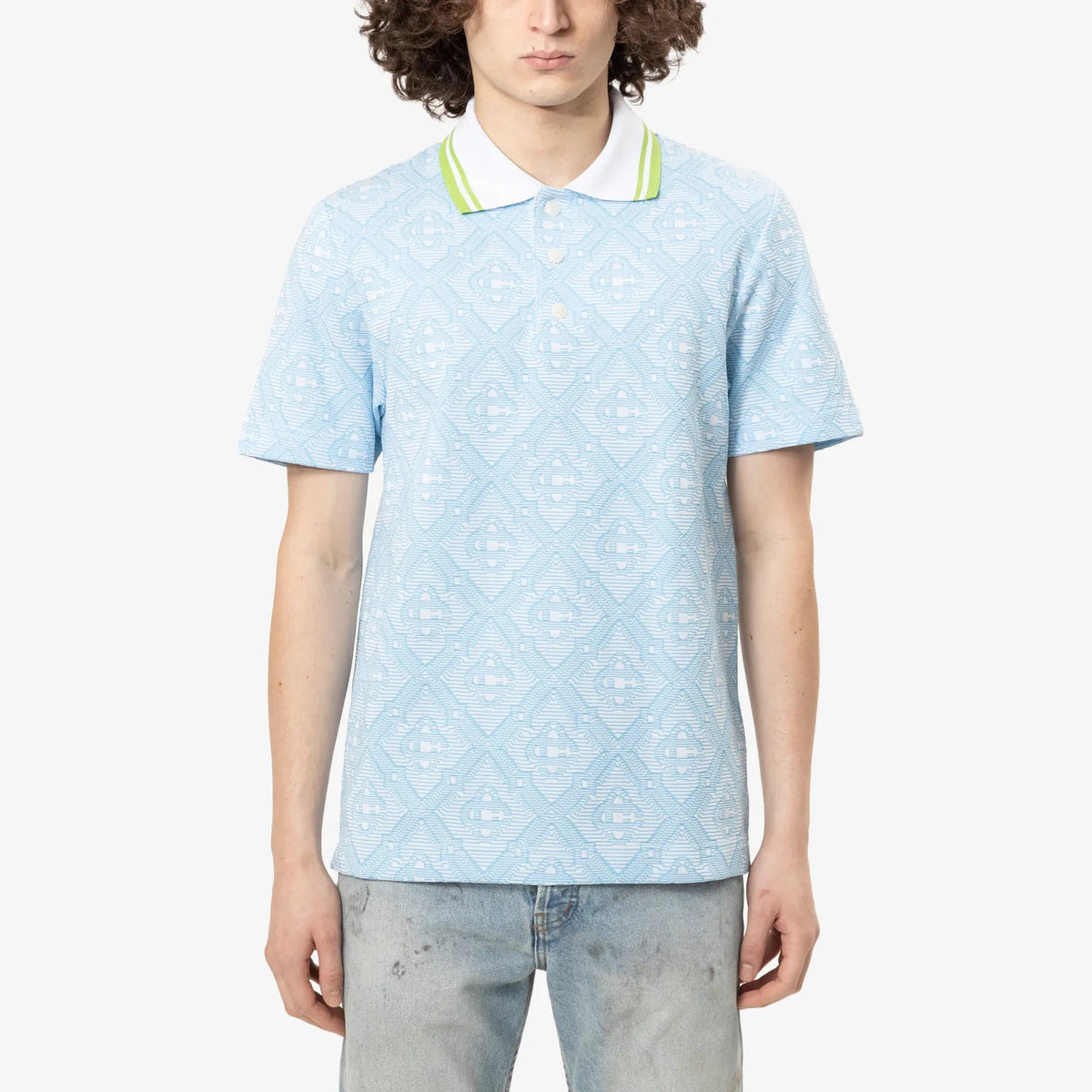 Casablanca Jacquard Polo Pale Blue-1