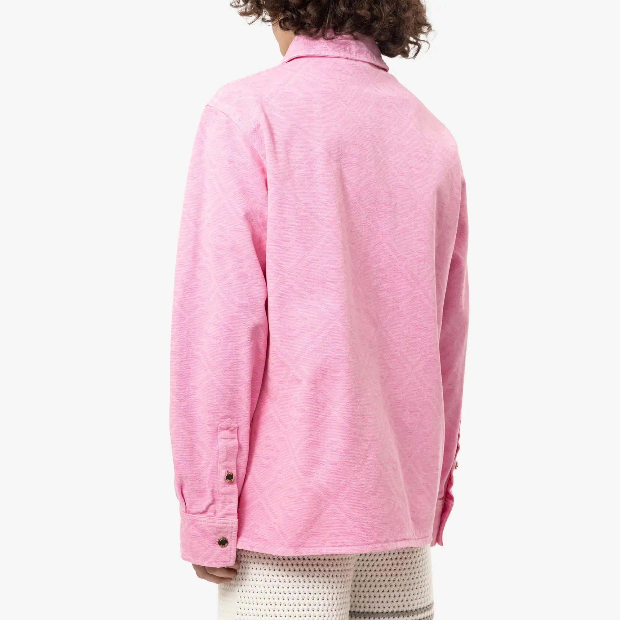Casablanca Laser Monogram Oversize Denim Shirt Pink - 4