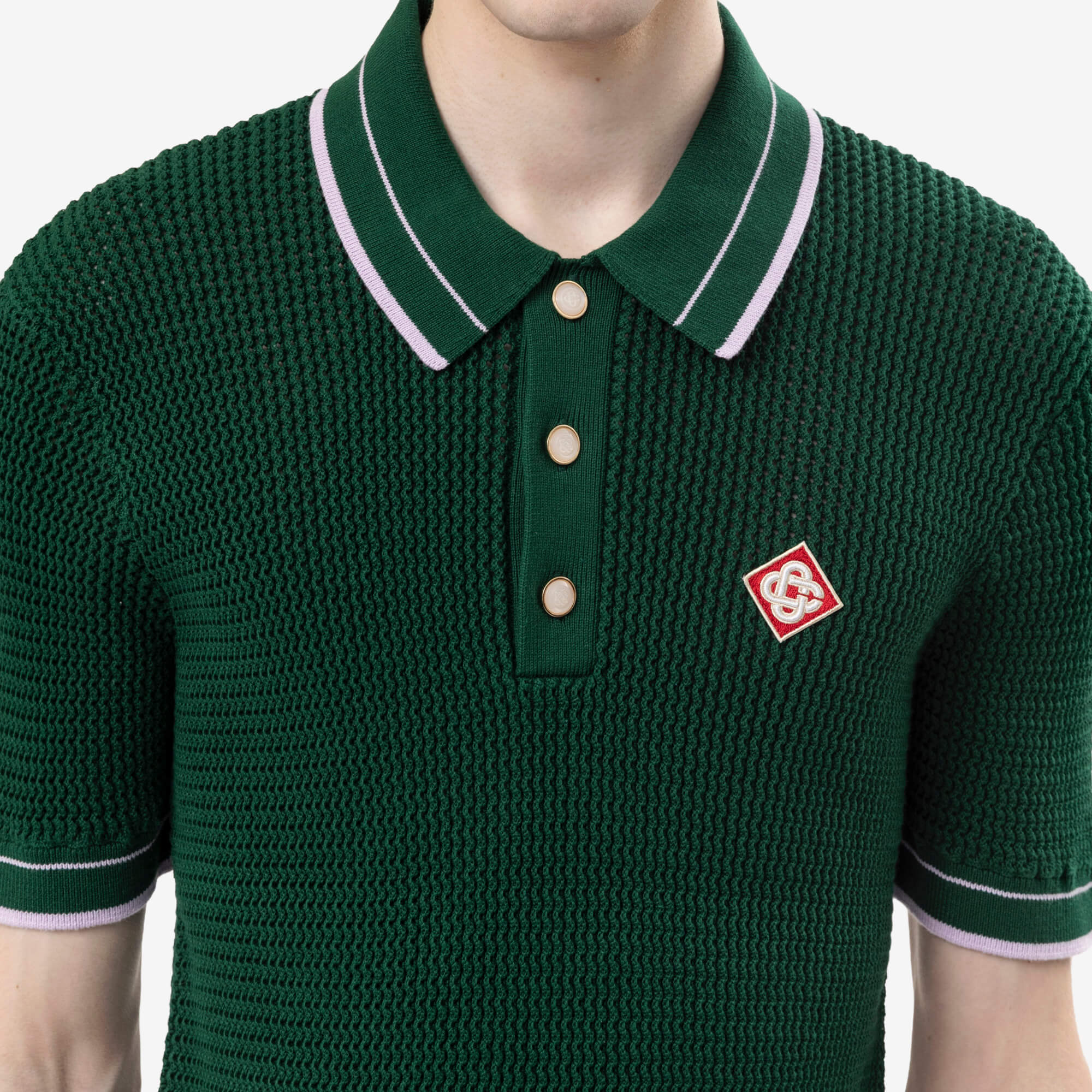 Casablanca Mock Mini Crochet Polo Green-5
