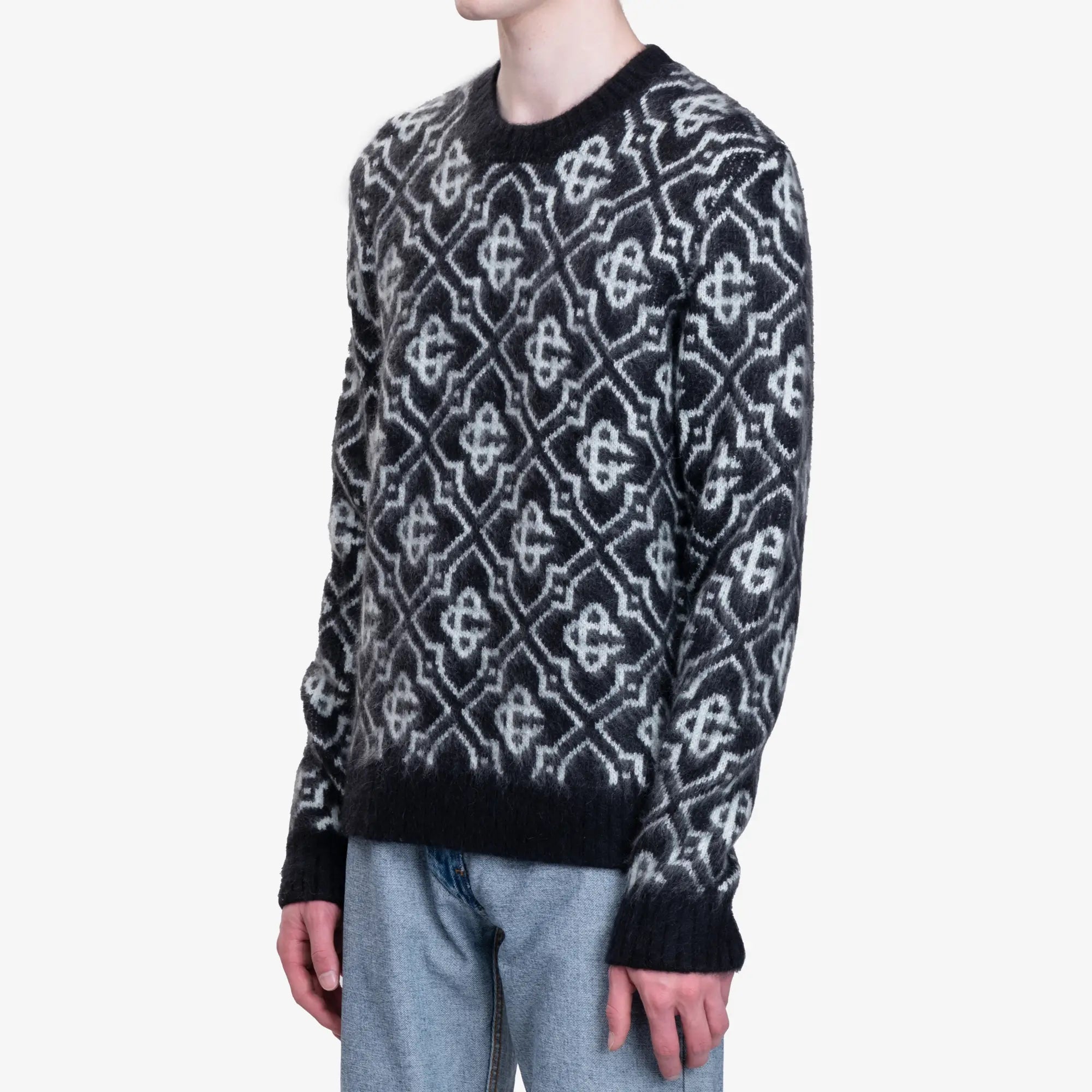 Casablanca Monogram Mohair Sweater Black - 3