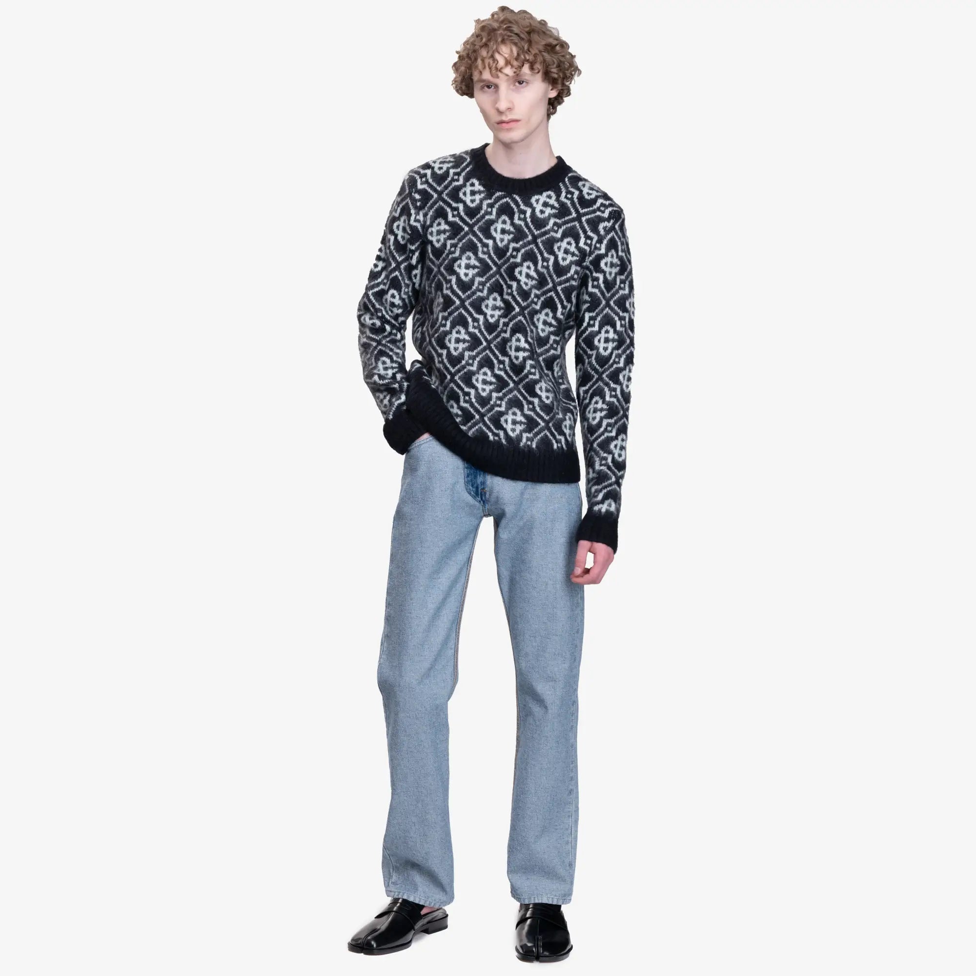 Casablanca Monogram Mohair Sweater Black - 2