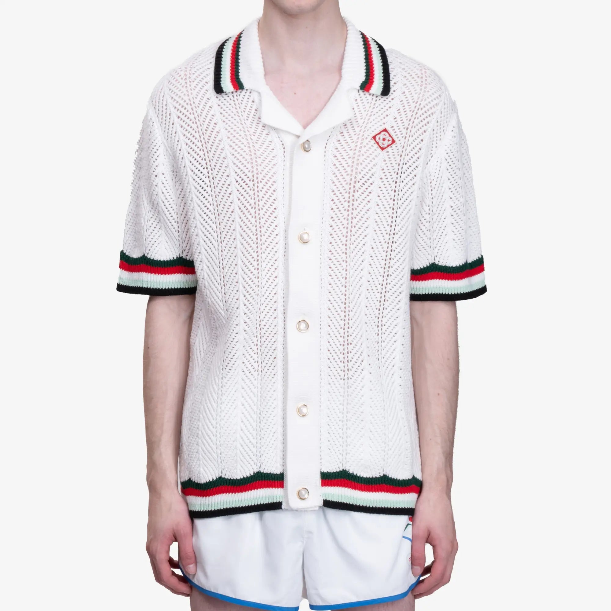 Casablanca Montage Ondulee Crochet Shirt White - 1