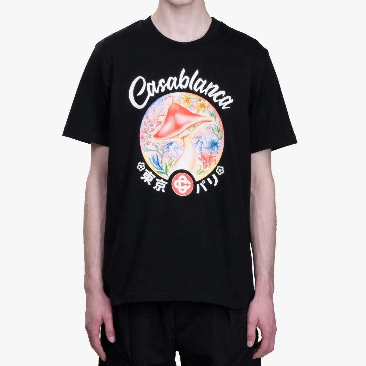 カサブランカ パリ メンズ マッシュルーム Tシャツ（ブラック）