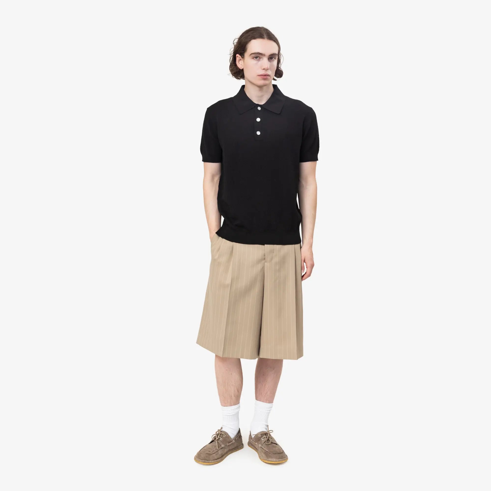 Casablanca Pointelle Monogram Polo Black - 2