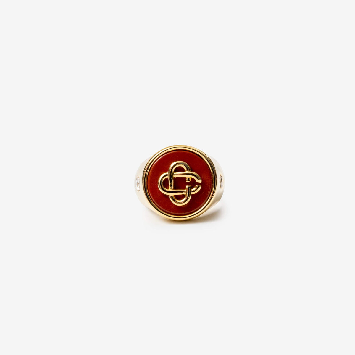 Casablanca Stone Signet Ring Gold/Red-1