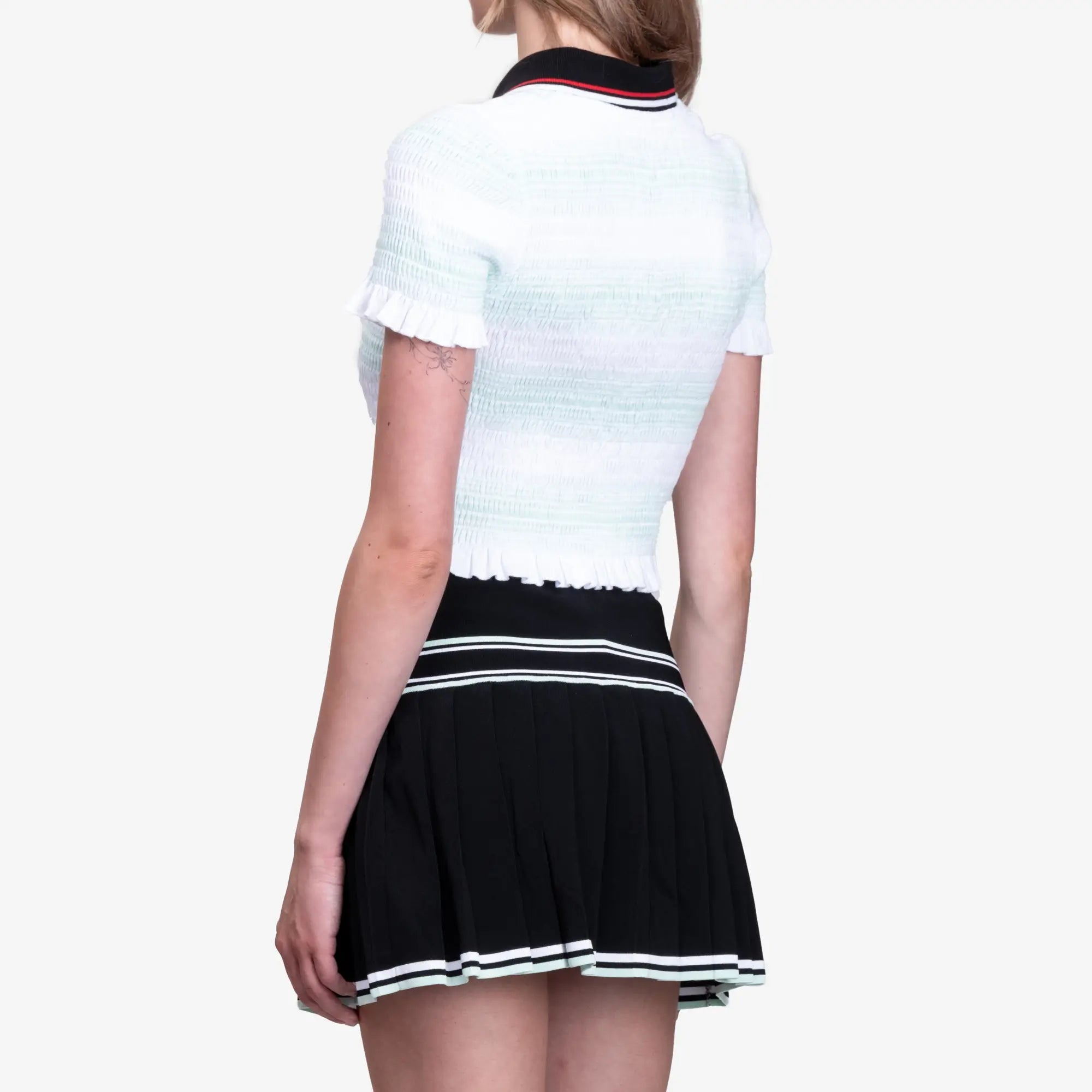 Casablanca Womens Stripe Shirred Polo Mint - 4