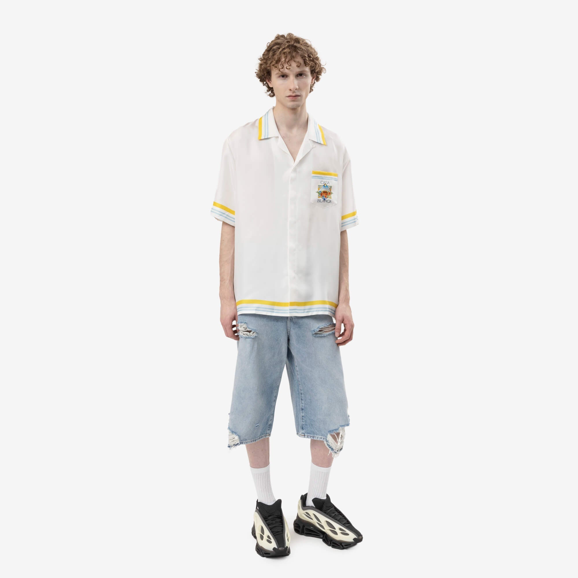 Casablanca Tennis Landscape Cuban Collar SS Shirt Off White-2