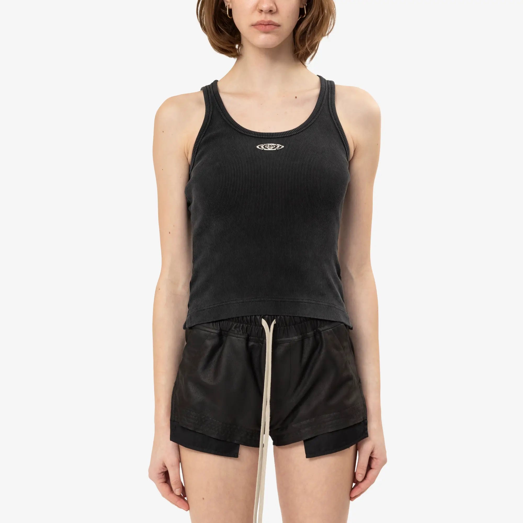 Casablanca Womens Faded Ribbed Tank Top Faded Black - 1