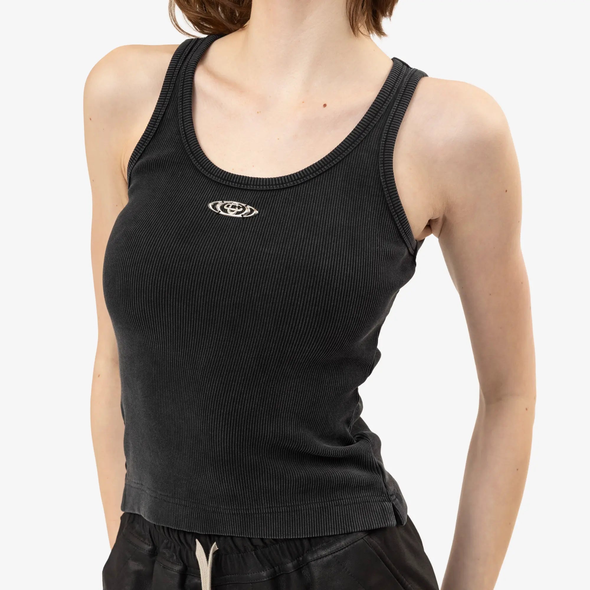 Casablanca Womens Faded Ribbed Tank Top Faded Black - 5