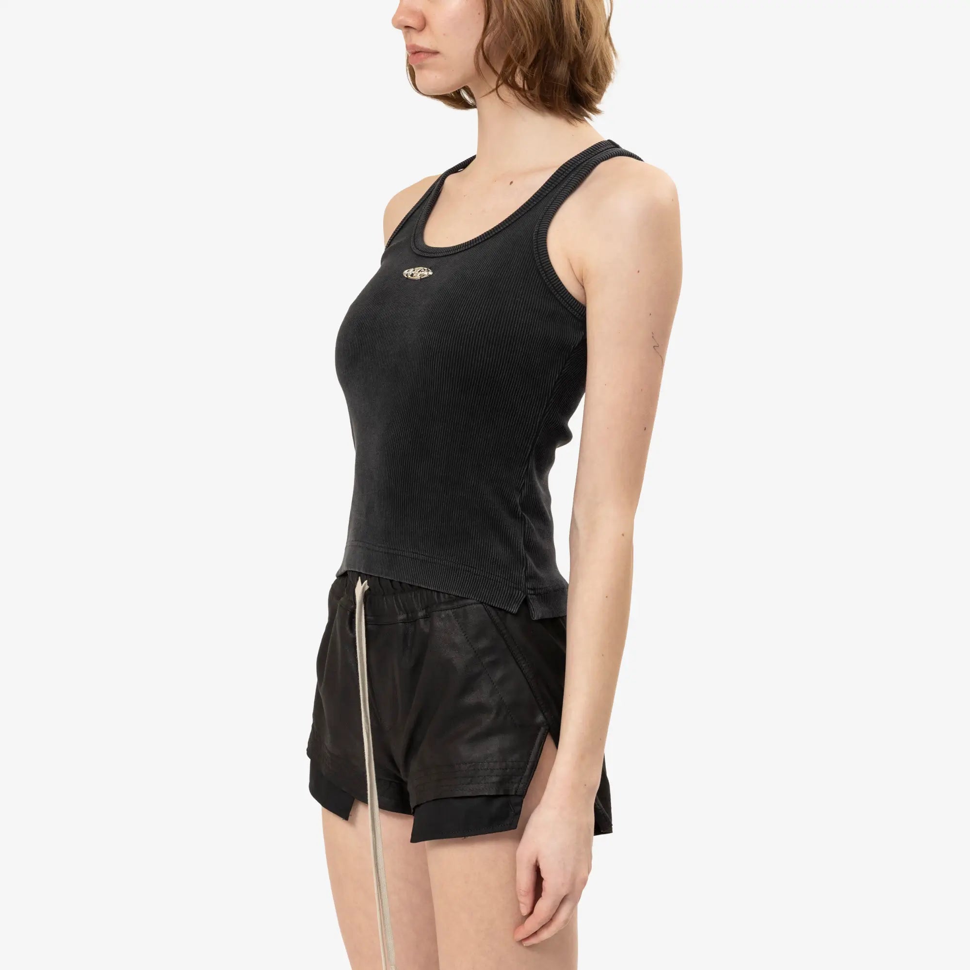 Casablanca Womens Faded Ribbed Tank Top Faded Black - 3