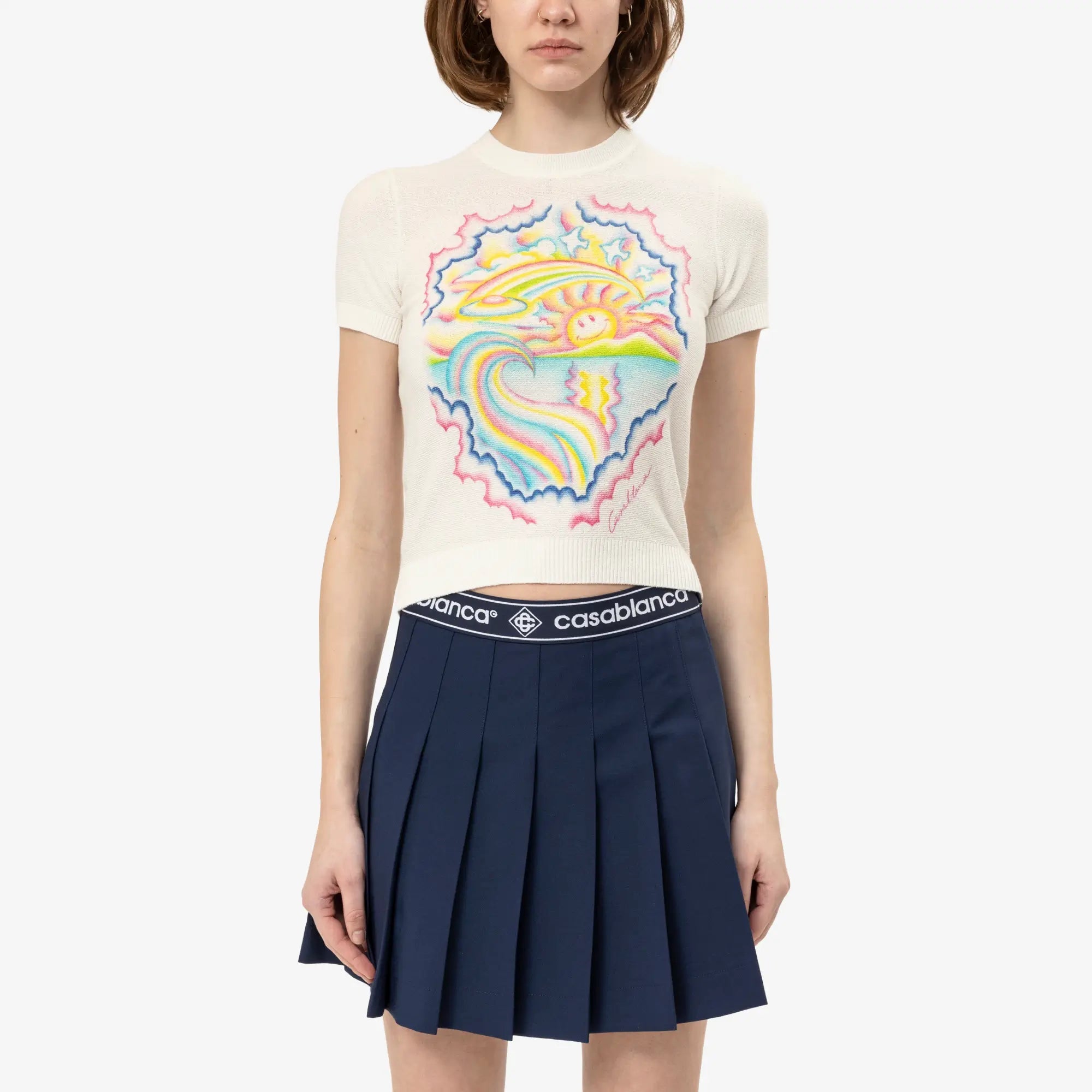 Casablanca Womens Le Re Ve Ensoleille T-Shirt White - 1